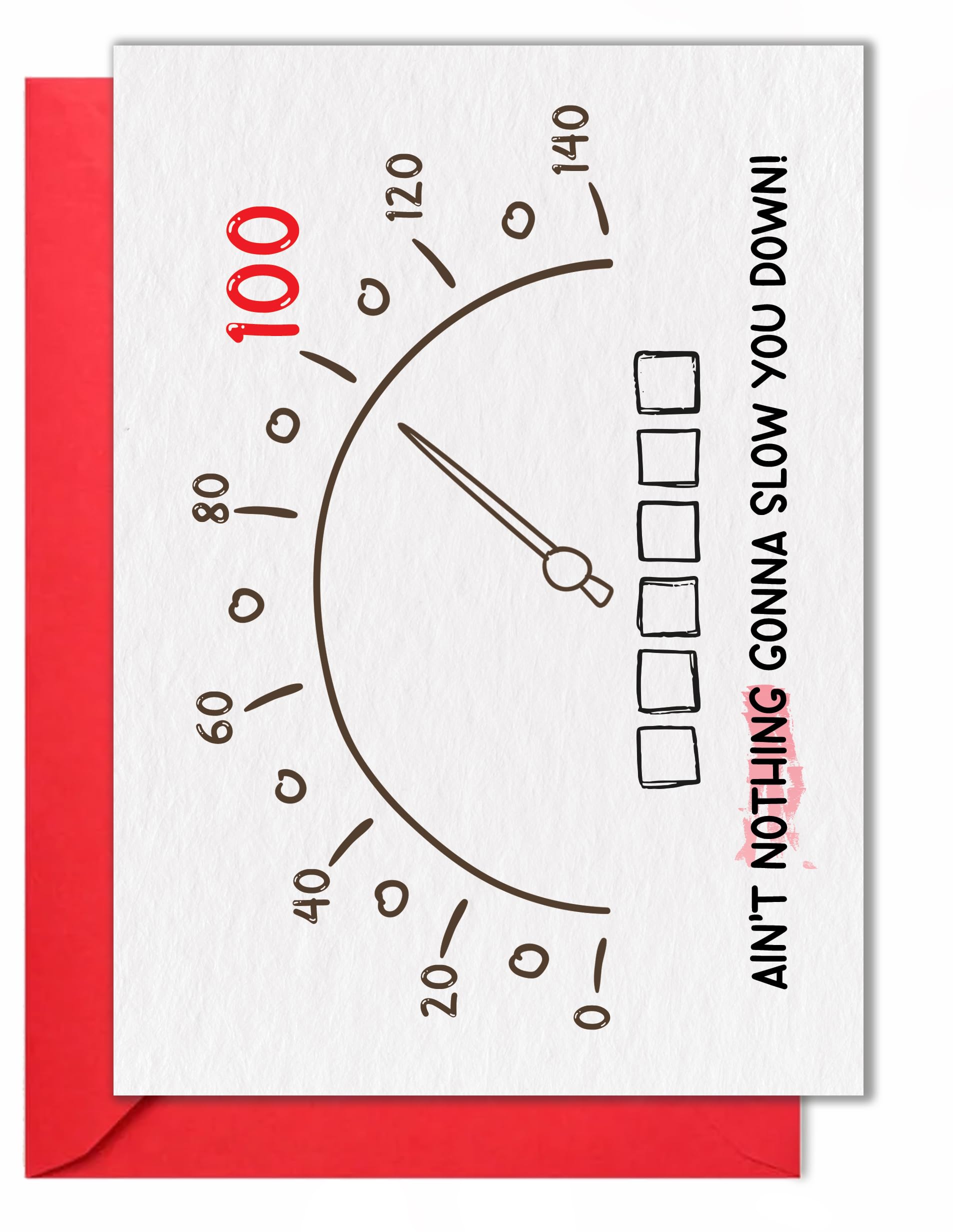 HOMEVAGE Funny 100th Birthday Card, Happy Decoration Gift on 100 Year Old Birthday for Him, Her, Men, Women - Humor Card, Folded 5x7inch with Red