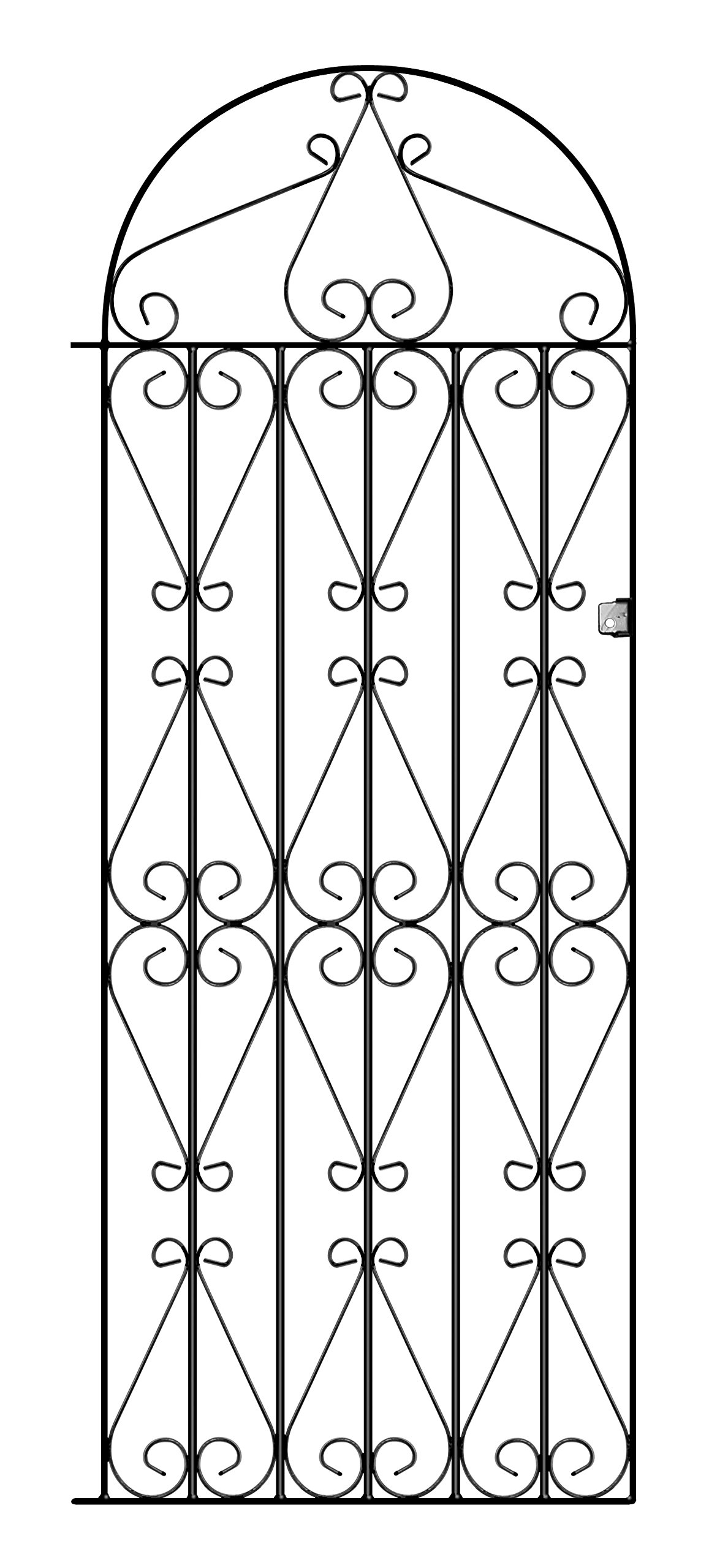 Regent Scroll Tall Bow Top Metal Garden Gate galvanised Wrought Iron Style Swing (762mm Gap x 1753mm High RBZP40)