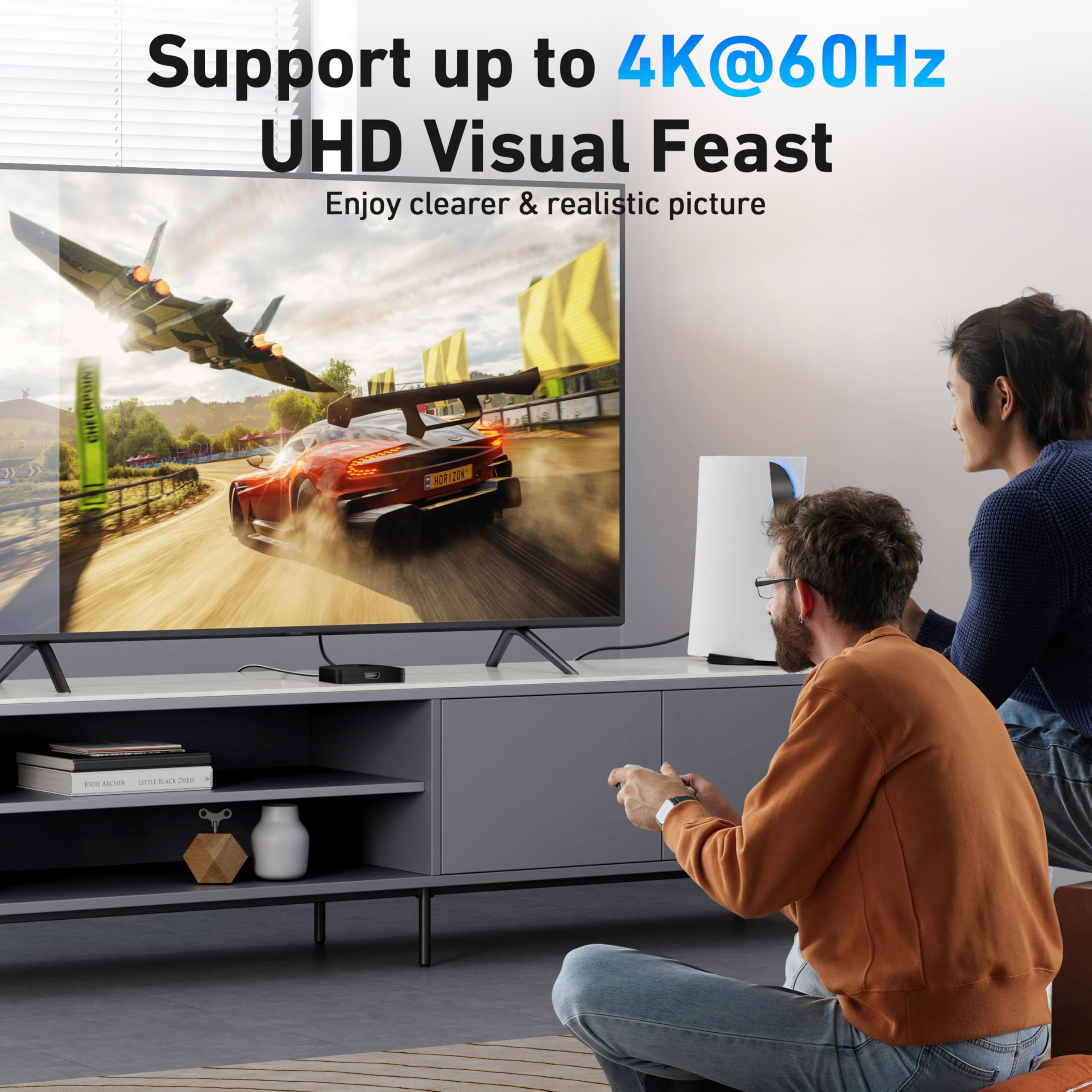 BENFEI Commutateur HDMI 4K 2 Entrées 1 Sortie Prend en Charge 4K 3D HD 1080p Compatible Firestick Xbox PS4 Roku HDTV