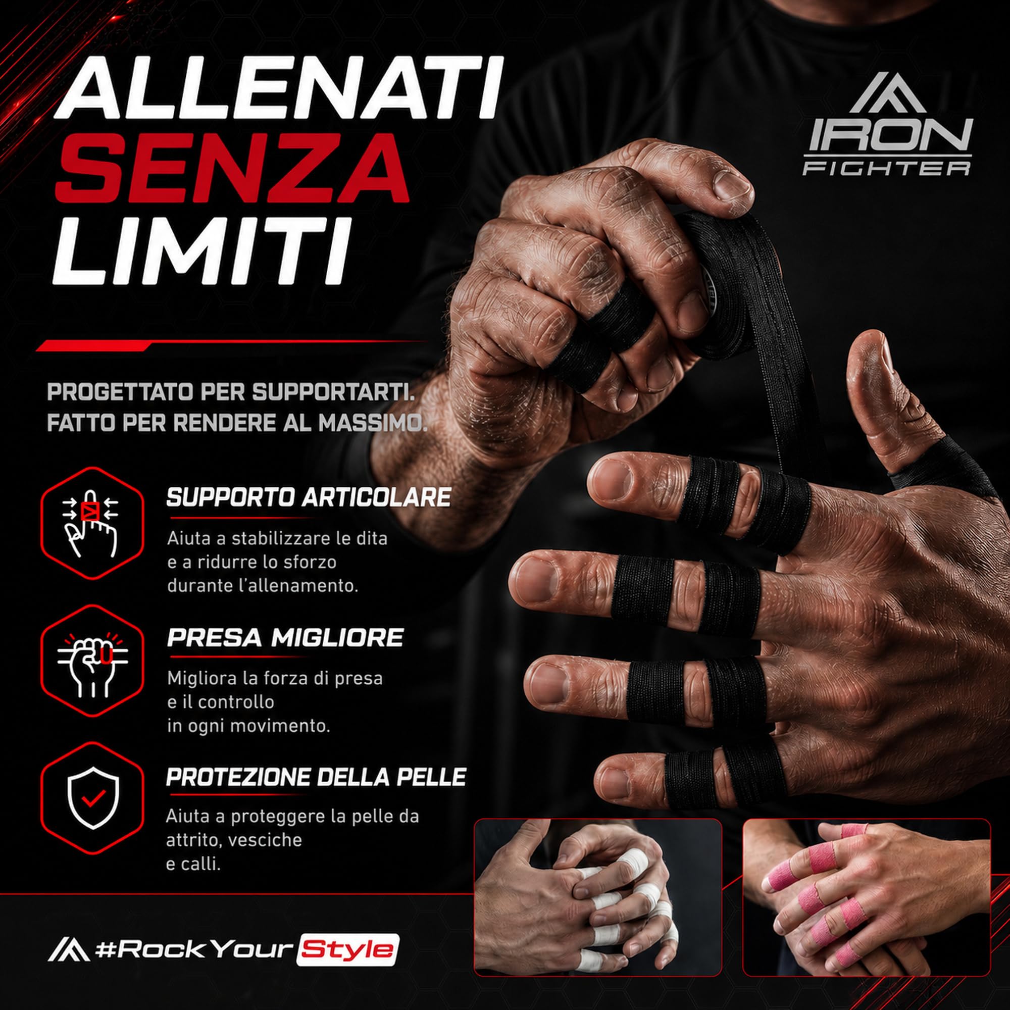 Tape Sportivo Dito 13,7m - BJJ Brazilian Jiu Jitsu - Arrampicata - Grappling - Judo - Pallavolo - Culturismo - Taping Nastro Sportivo per Dita