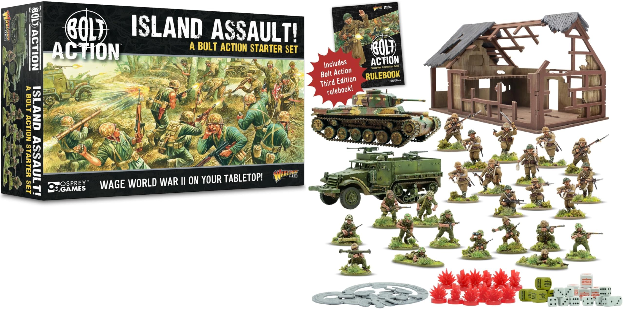 Island Assault - Bolt Action Third Edition Starter Set - 28mm World War 2 Strategy Battle Game for 2 or more Players Using Miniatures