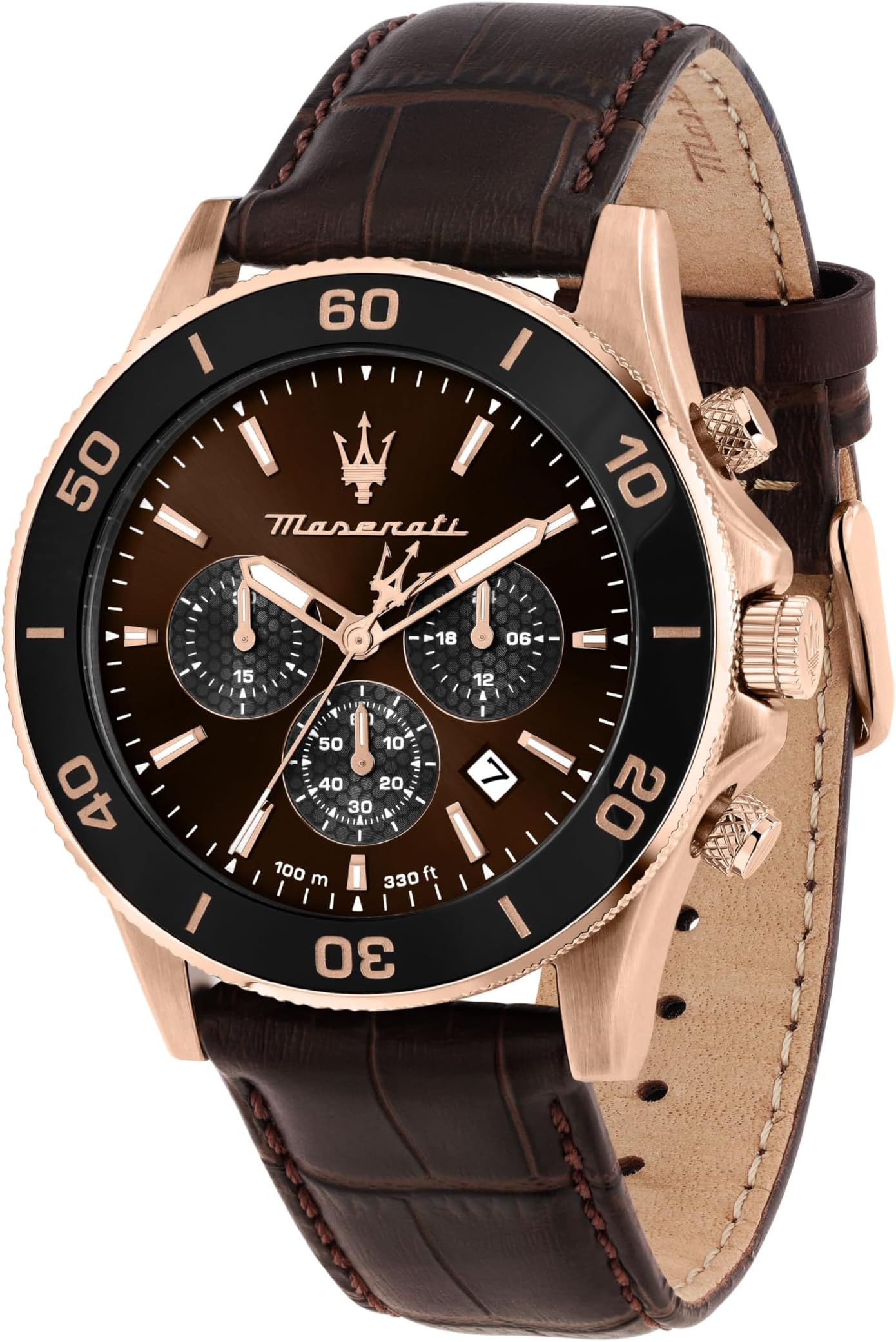 Limited Edition Men's Watch, Chronograph, Analogue, Leather Strap, Waterproof, COMPETIZIONE Collection - R8871600001