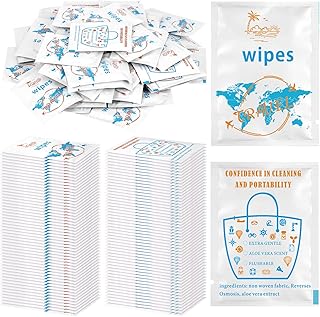 Hoolerry 300 Pcs Hand Travel Wipes Hand Sanitizing Wipes for Travel Individual Wrapped Wipes Bulk Travel Wipes Flushable Wipes Toilet Wipes Travel for Baby Women Men Adults Travel Home Office School