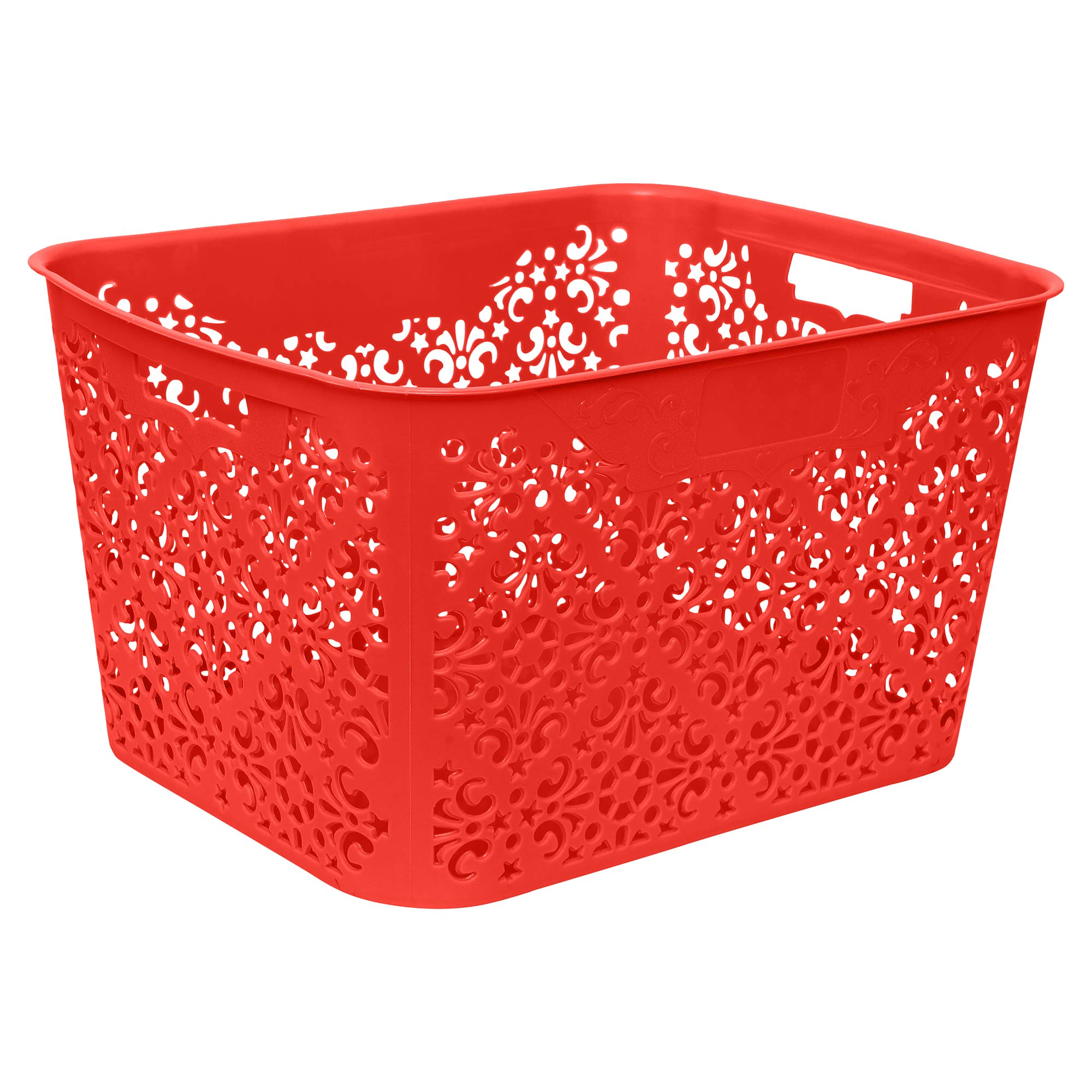 Cutting EDGE Plastic Turkish Storage Basket, Large, Red (Set of 1)