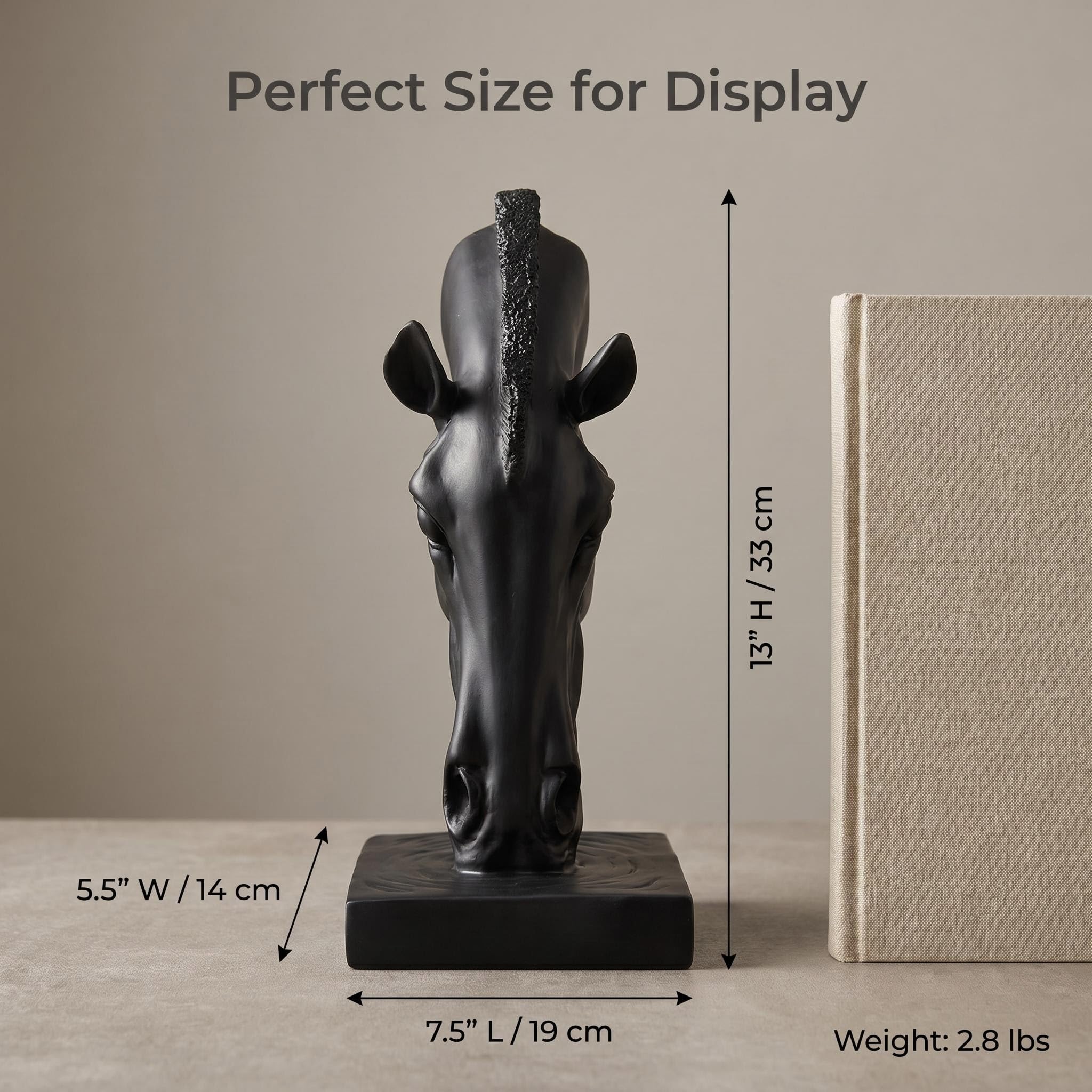 Pferdekopf Vase Schwarz Pferd Statue Harz Blumenvase Minimalistische Dekorative Vase für Garten Terrasse Wohnzimmer Elegantes Geschenk