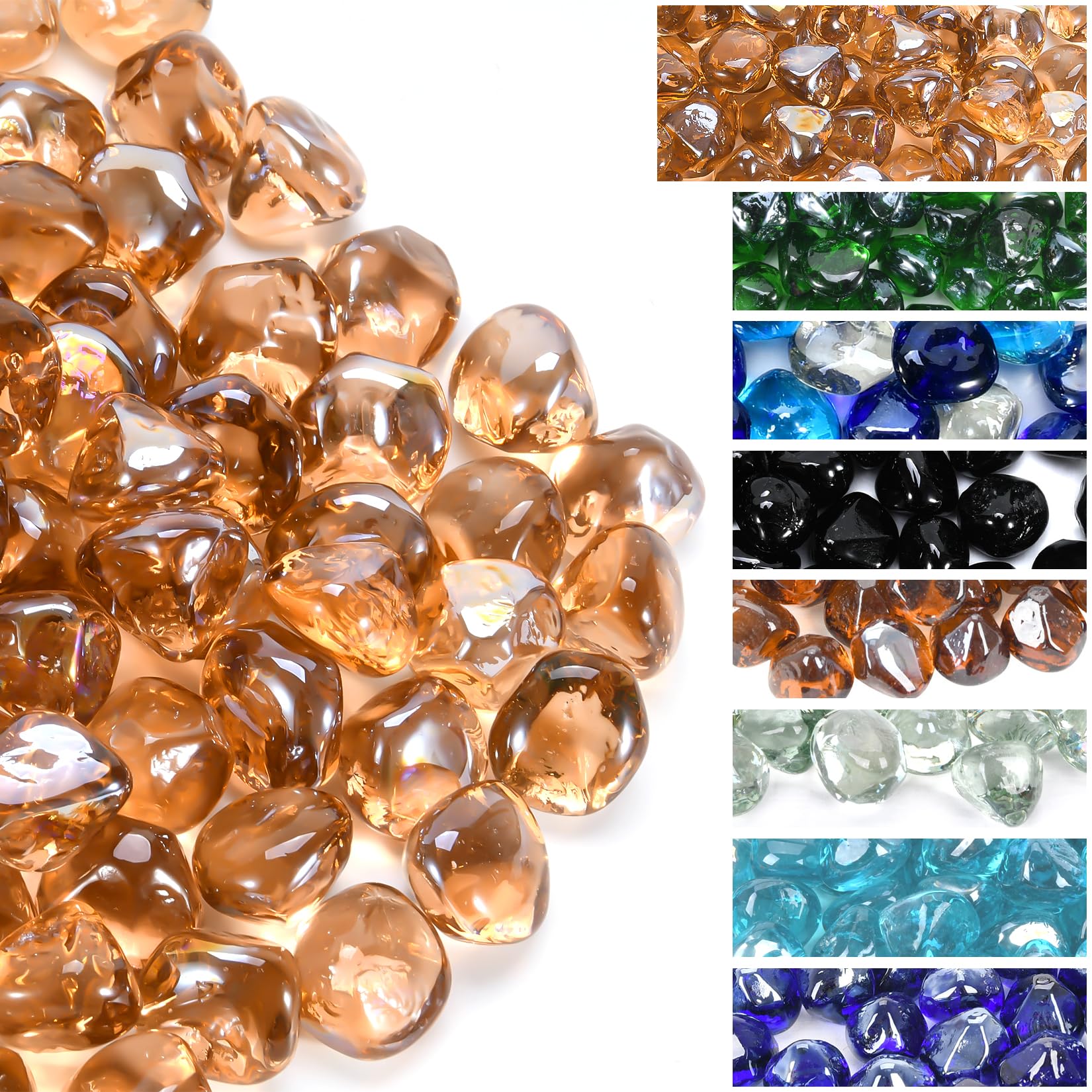 GasSaf Diamonds Fire Glass for Gas or Propane Fire Pit Fireplace & Landscaping 20-Pound 1 inch (Pink Luster)