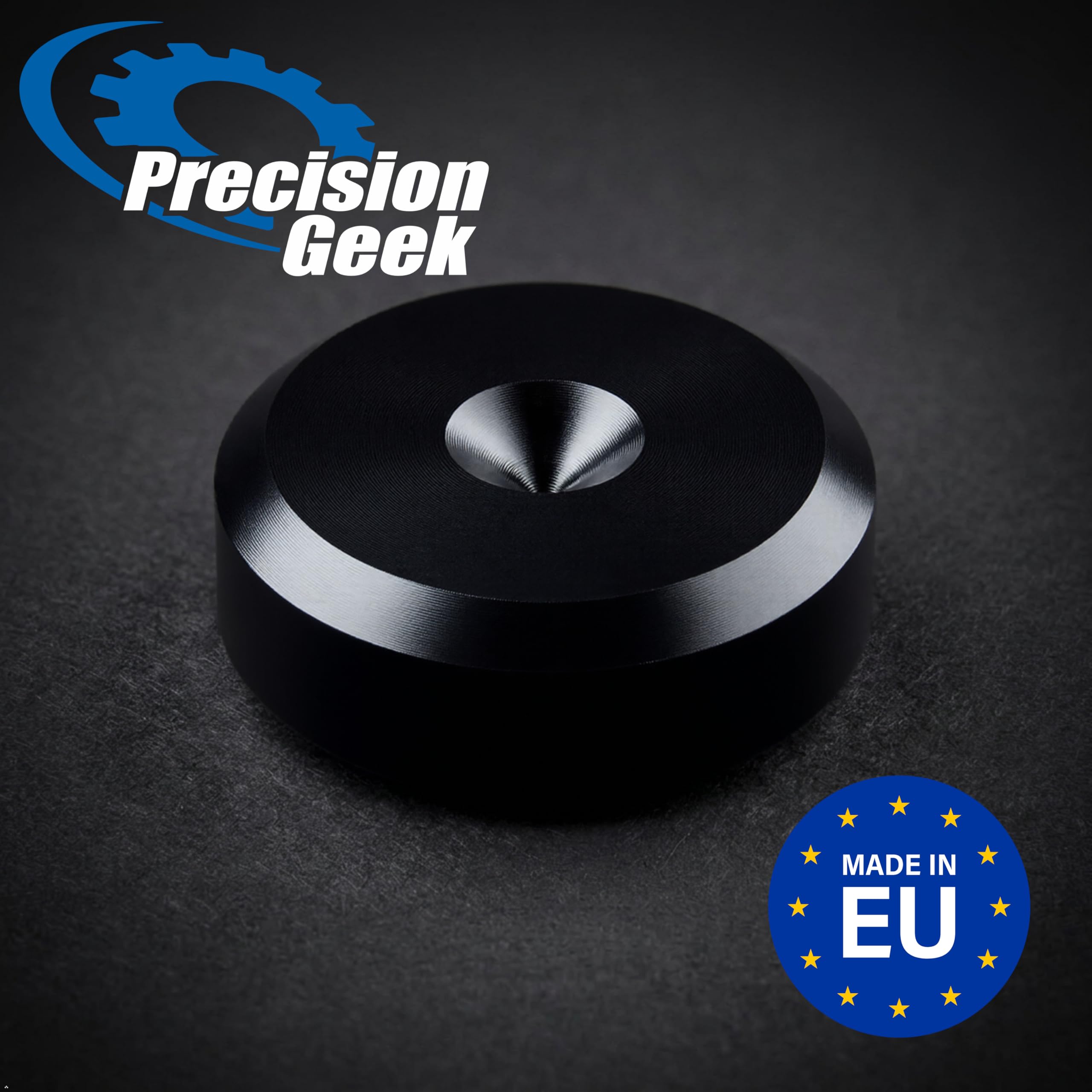 Precisiongeek-Lautsprecherspikes M6, 20 mm Durchmesser, schwarz eloxiertes Aluminium und Lautsprecherpads, schwarz eloxiertes Aluminium, 20 mm Durchmesser, abgeschrägte Form