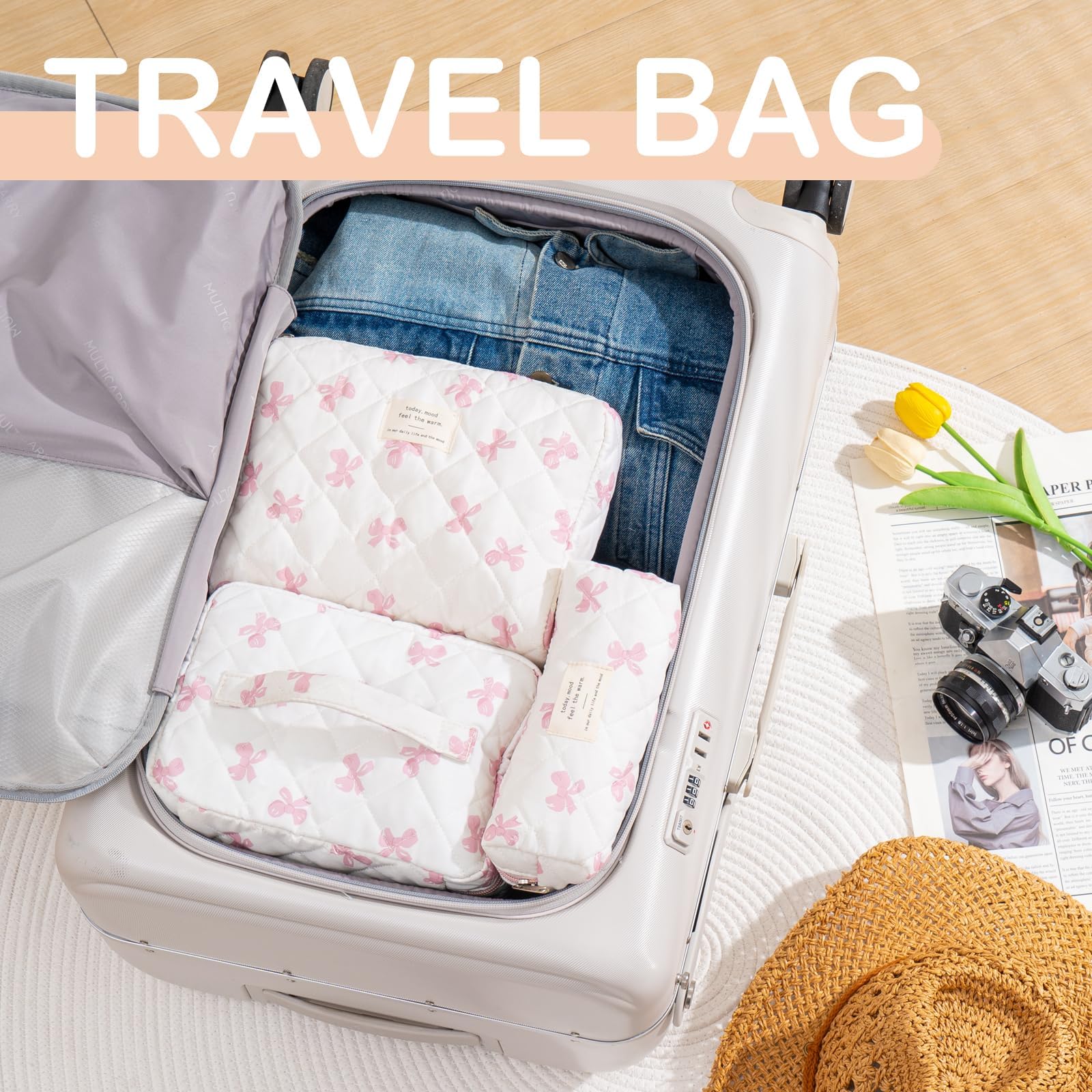 UUYUUY Quilted Cotton Makeup Bag Organizer