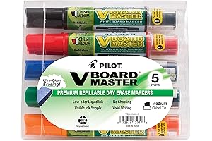 PILOT V Board Master Refillable Dry-Erase Markers, Medium Chisel Tip - Assorted Colors, 5-Pack