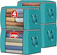 Vista 42 de Fab totes Paquete de 8 bolsas de almacenamiento plegables para mantas, contenedores de almacenamiento para organizar dormitorio, armario, ropa, Gris
