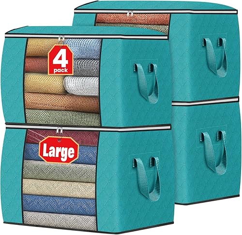Miniatura 41 de Fab totes Paquete de 6 bolsas de almacenamiento plegables para mantas, contenedores de almacenamiento para organizar dormitorio, armario, ropa, Gris