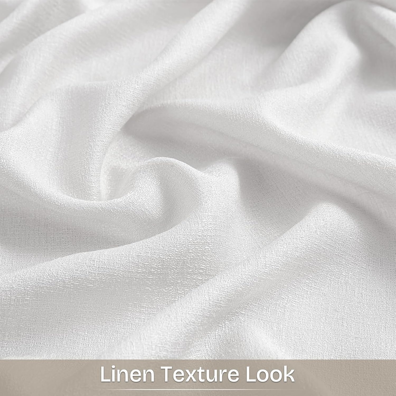 Anpark White Semi Sheer Curtains Linen Rod Pocket Curtains Tiebacks Included Semi Sheers, Privacy & Serenity for Bedroom, Soft Light for Relaxation - 52" W x 63" L, 2 Panels
