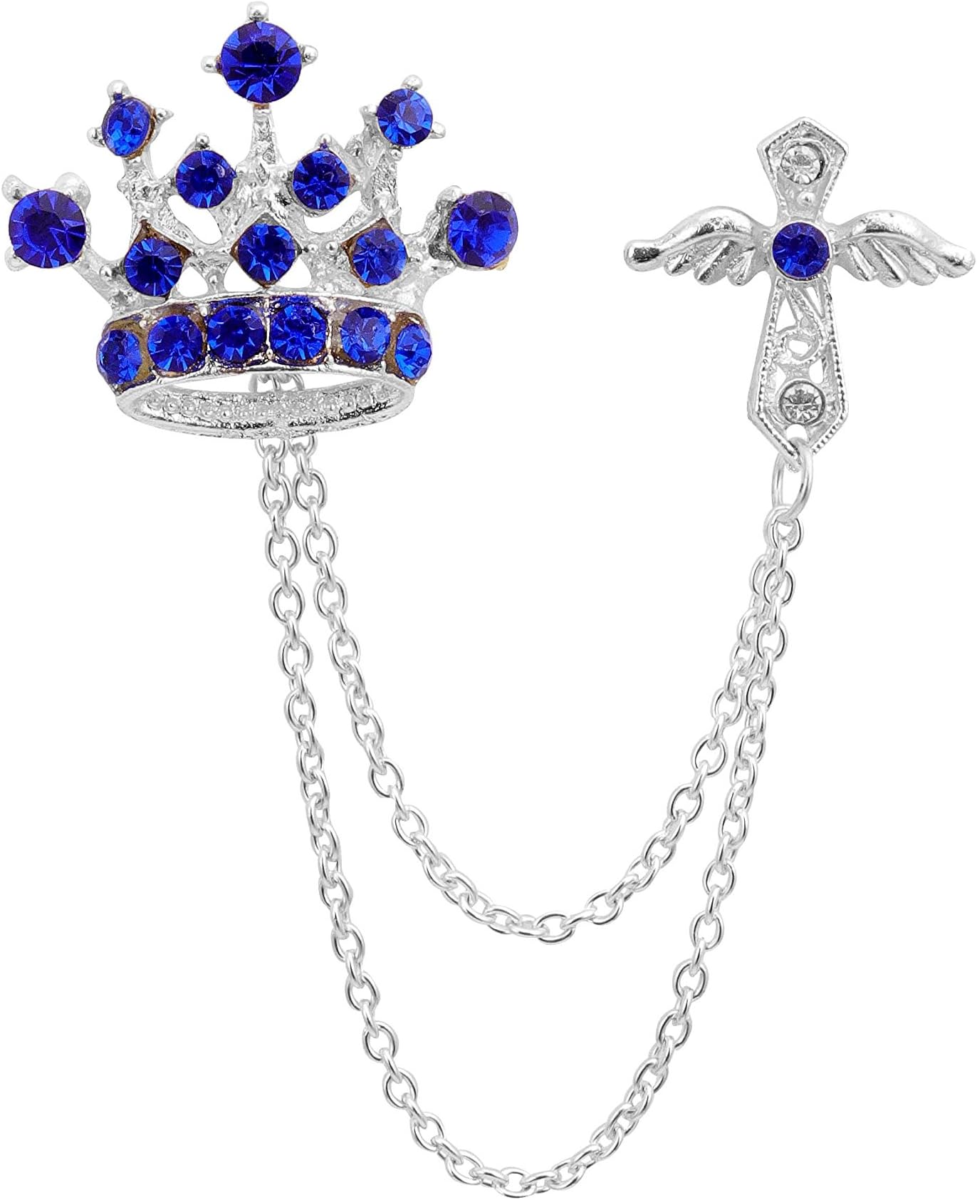 Clears Adrian Cross and Classic Crown Brooch for Women & Men (Unisex)