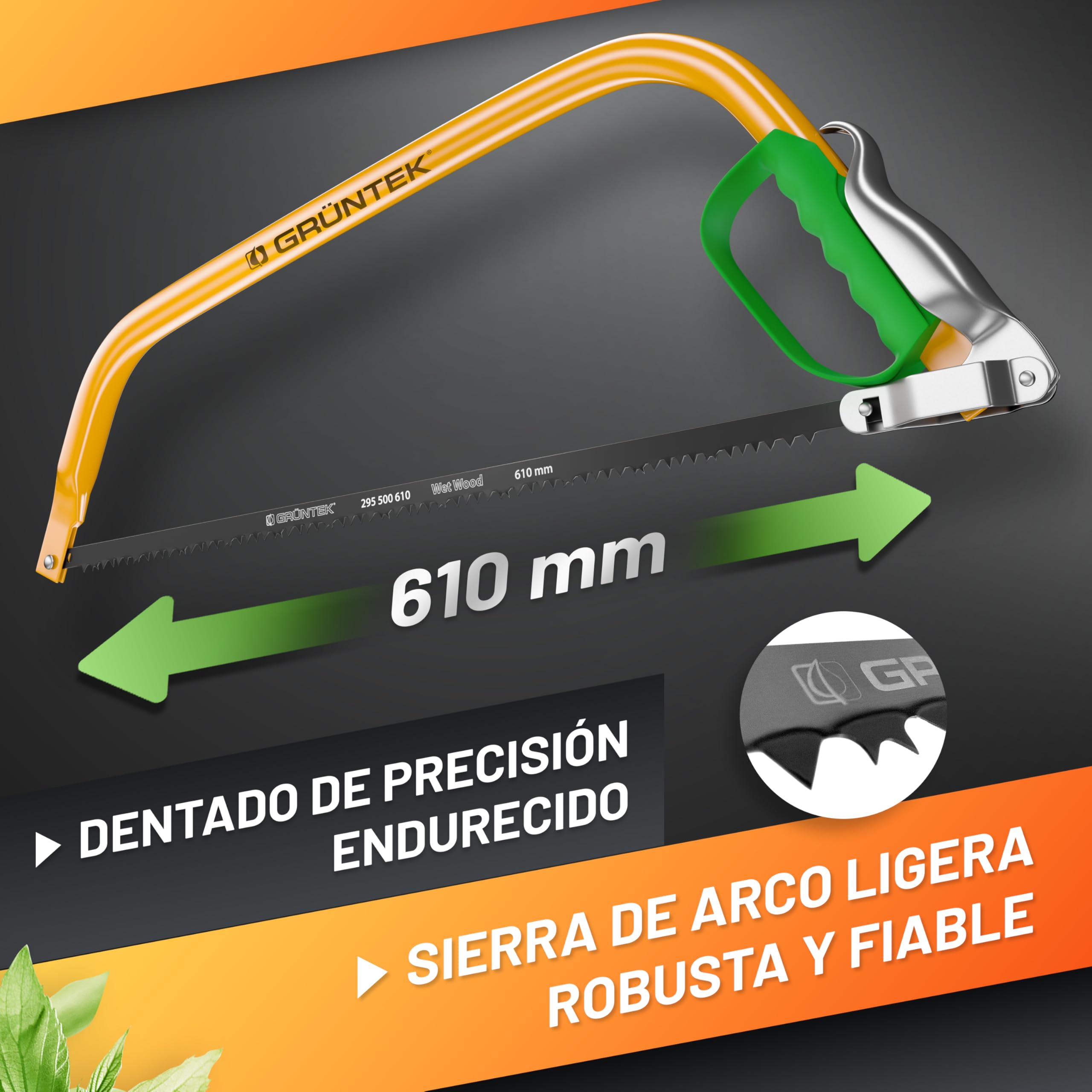 GRÜNTEK Sierra de Arco MARLIN 610 mm Sierra profesional para madera