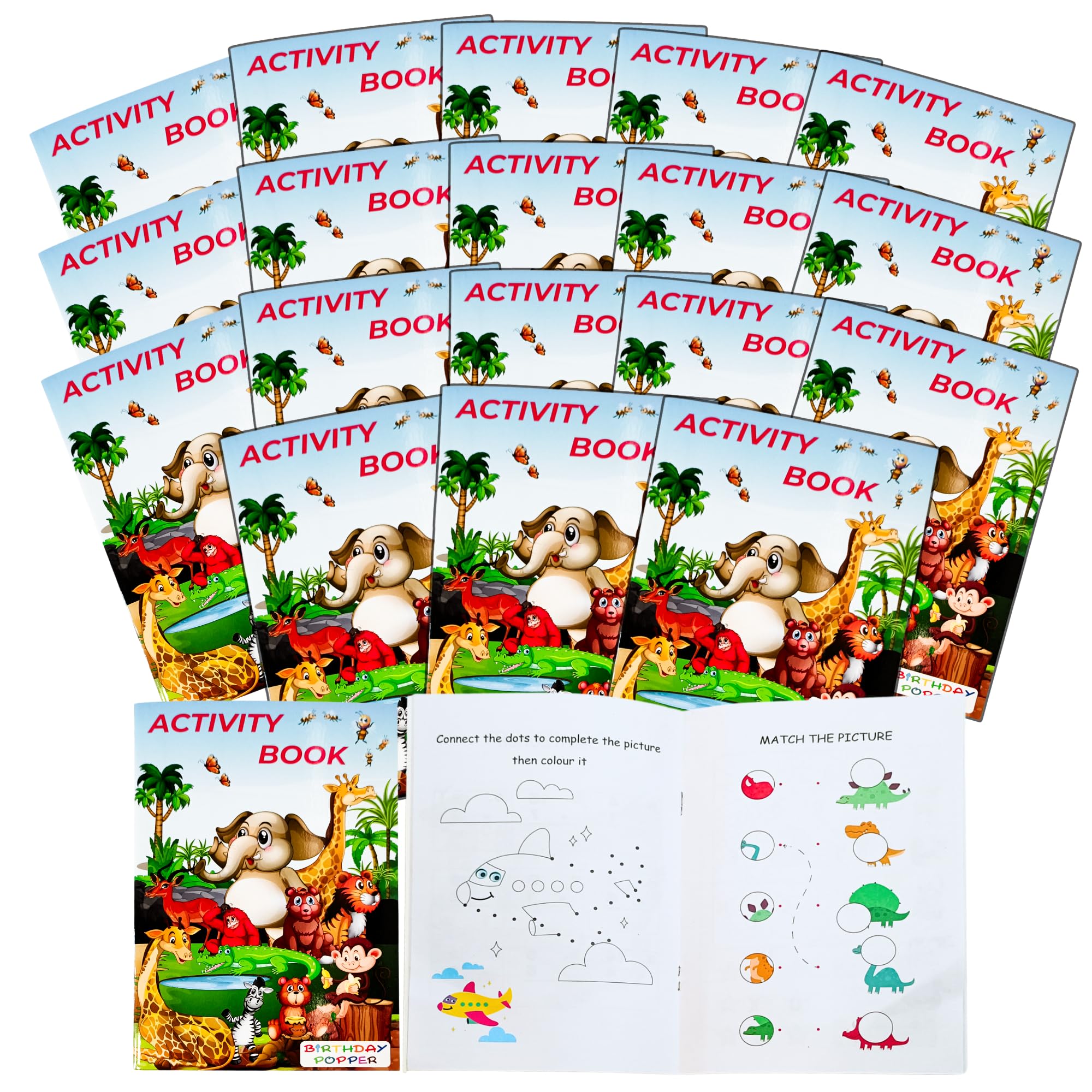 Birthday Popper Brain Booster Activity Books - Set of 20 - Interactive Birthday Return Gifts for Kids