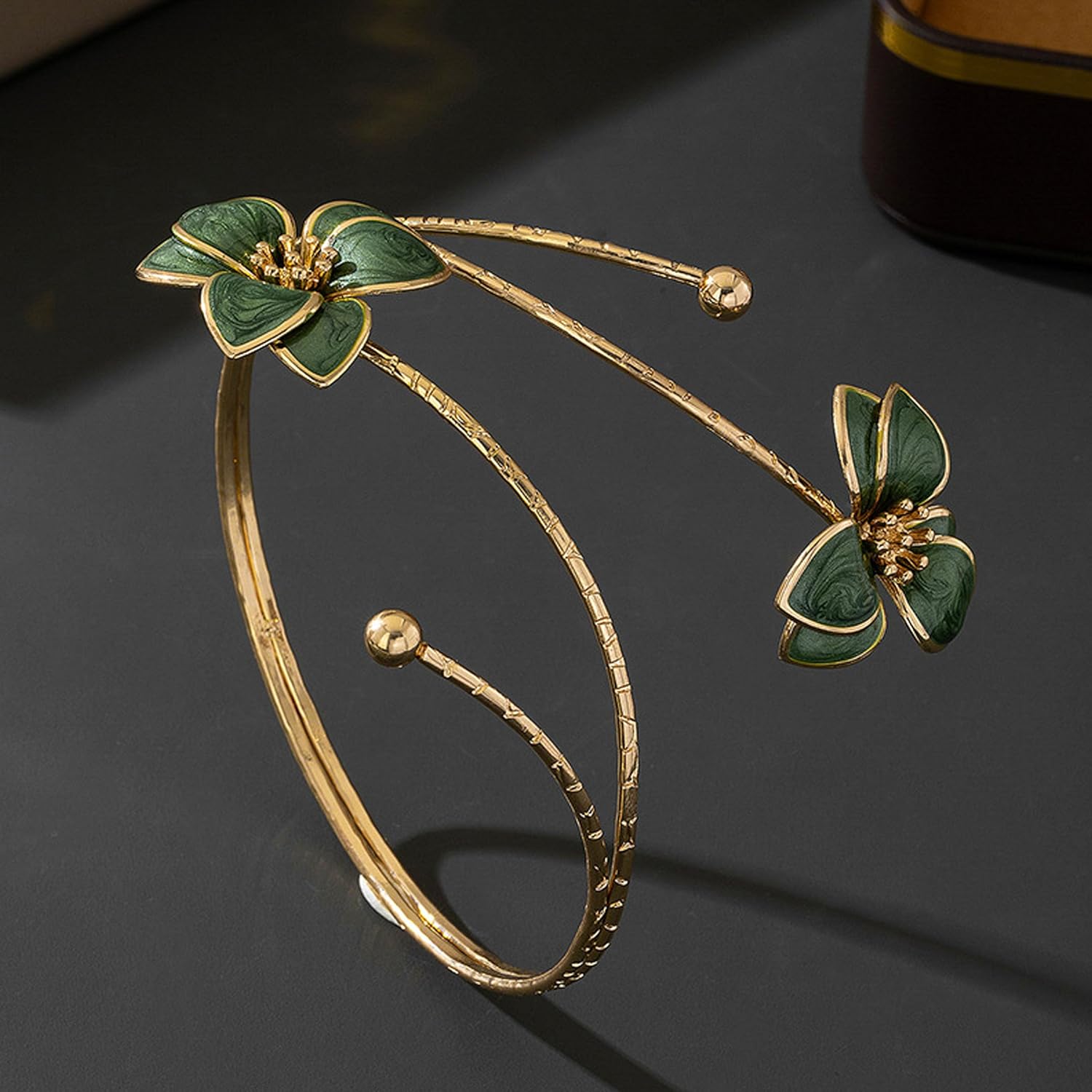 72ore Flower Arm Cuff Upper Arm Jewelry for Women Adjustable Bangle Bracelet Gold Armband Spring Dresses Accessories - Image 4