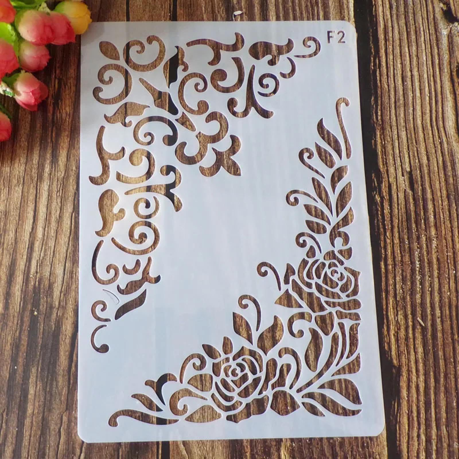 16 stencil geometrici floreali da 26 cm, per progetti artigianali, stencil per pittura su legno, legno, parete, tessuto, roccia, lavagna