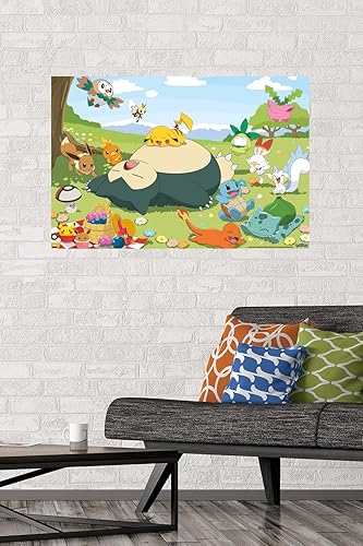 Miniatura 2 de Trends International Pokémon - Póster de pared de picnic grupal, 22.375 x 34 pulgadas, paquete de póster y montaje prémium