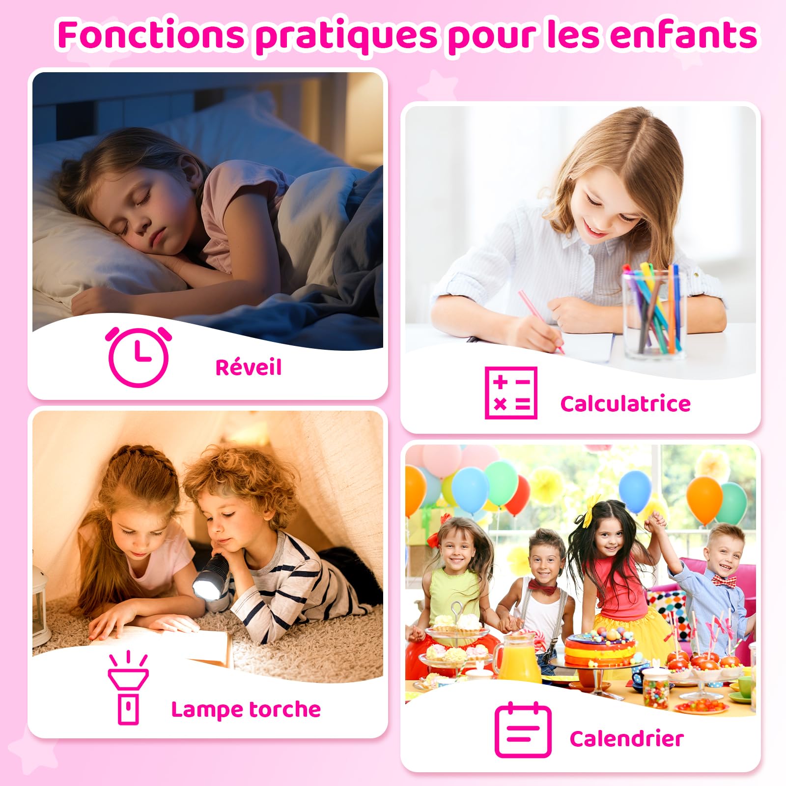 CHAKEYAKE Téléphone Enfant, Smartphone Enfant Mini sans Abonnement, Écran Tactile HD 3,5", Appareil Photo, Jeux Éducatifs, Batterie 1000 mAh, USB-C, Cadeau Noël & Anniversaire Enfants 3-12, Rose