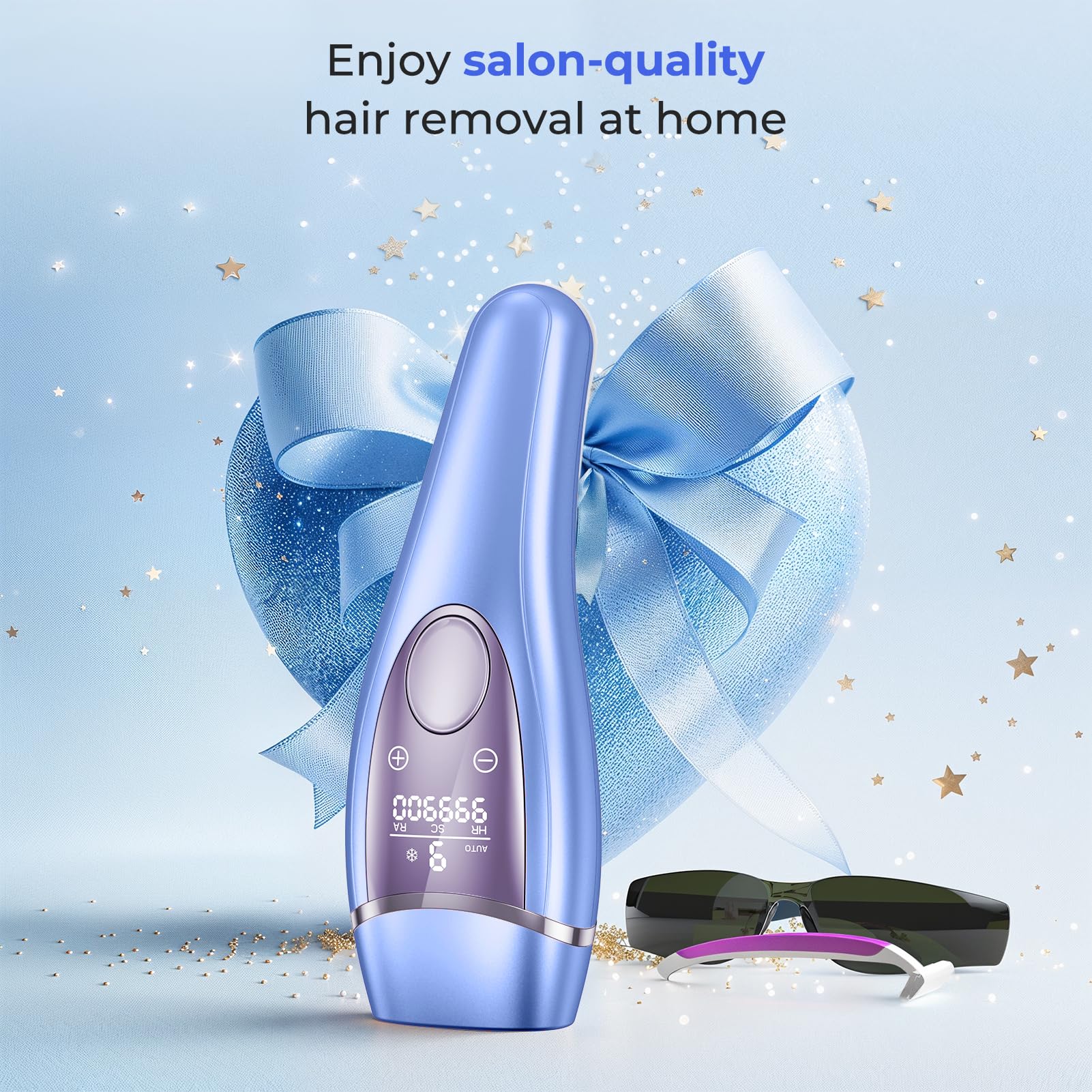 21J Épilateur Lumière Pulsée, IPL Épilateur Laser avec Fonction de Refroidissement, Salon à la Maison,9 Niveaux Laser Epilation pour Femme et Homme, Corps Aisselles, Bleu Foncé