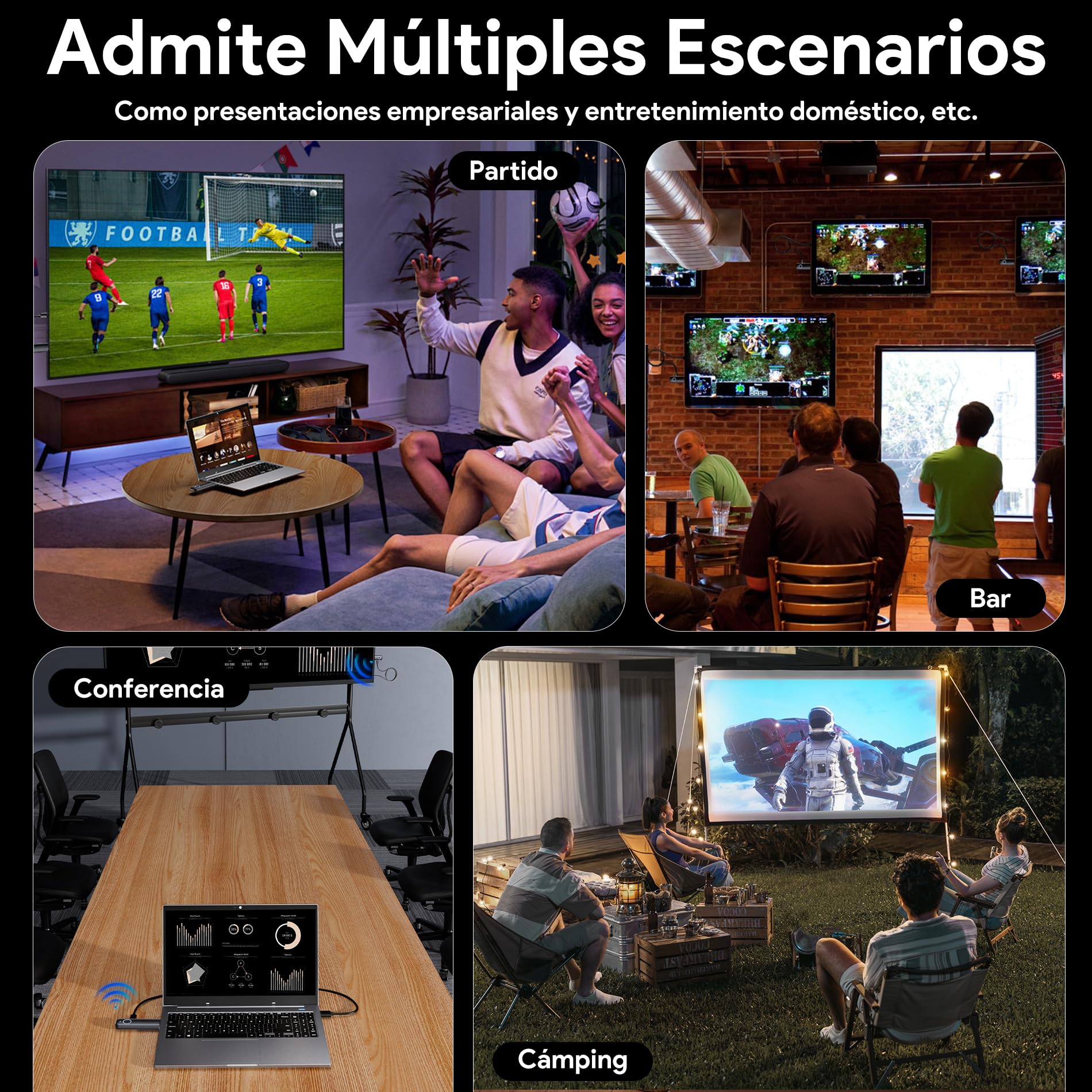 Aceele Transmisor y Receptor HDMI Inalámbrico, Decodificación 4K Salida 1080P, 2.4G/5.8G Extensor HDMI con 165FT de Alcance de Transmisión para PC/DV/HDTV/Proyector/TV Box, No Necesita App/Bluetooth