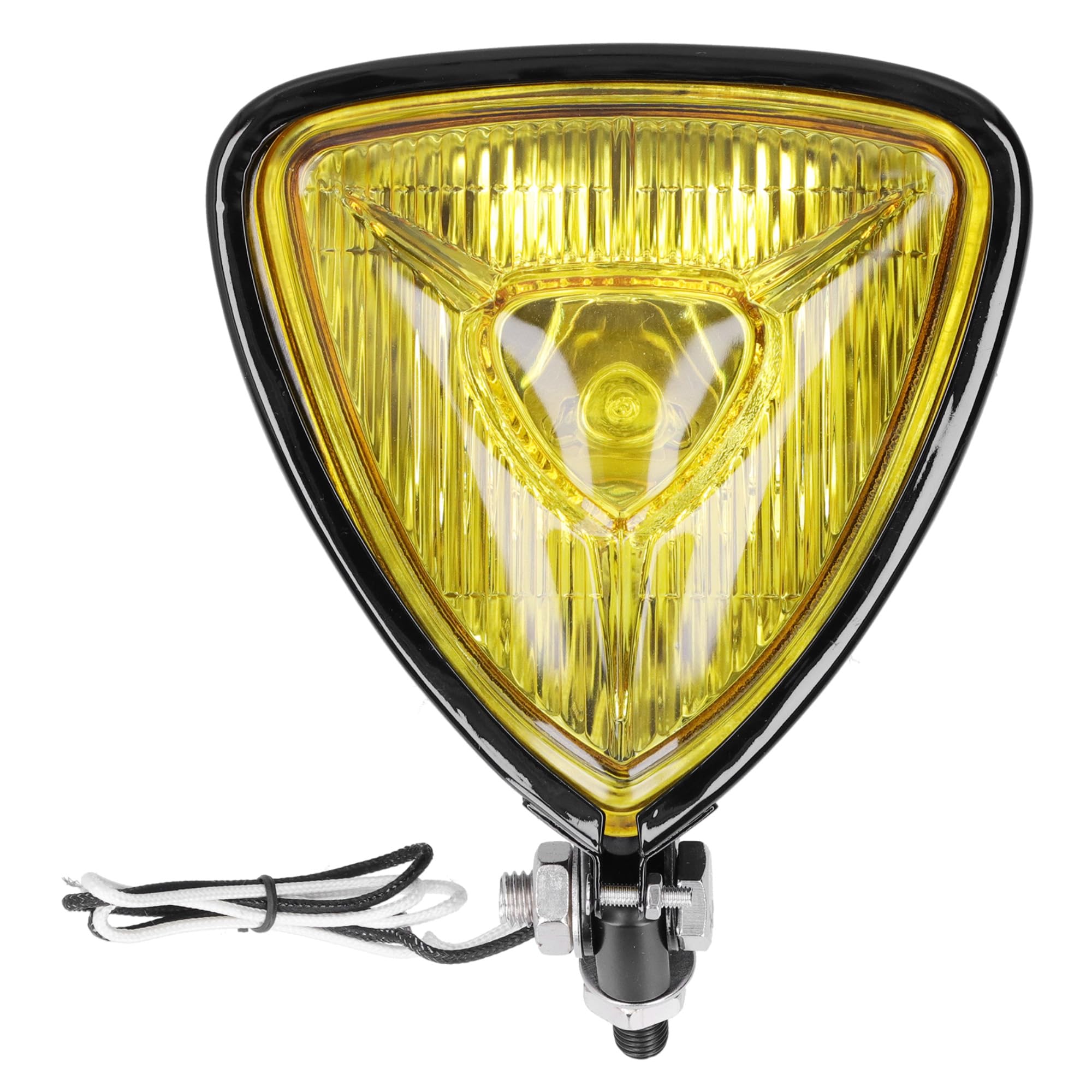 Sponsored Ad - Tbest Triangle Headlight, 12V 55W Triangle Headlight Yellow Lens Black Housing Fit for All Retro Motorcycles ATVs