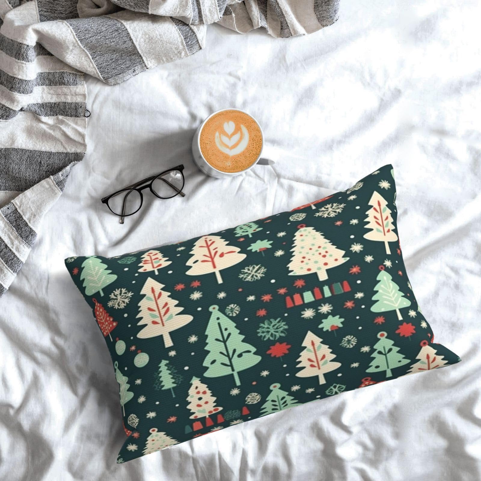 Funda Cojin 60x90 cm Fundas Cojines Navidad 2 Piezas, Verde Cojines Decorativos, Fundas de Cojines, Lumbar Fundas Cojines Sofa Funda de Almohada, Sala de Estar Dormitorio Decoracion Hogar Gifts,S297