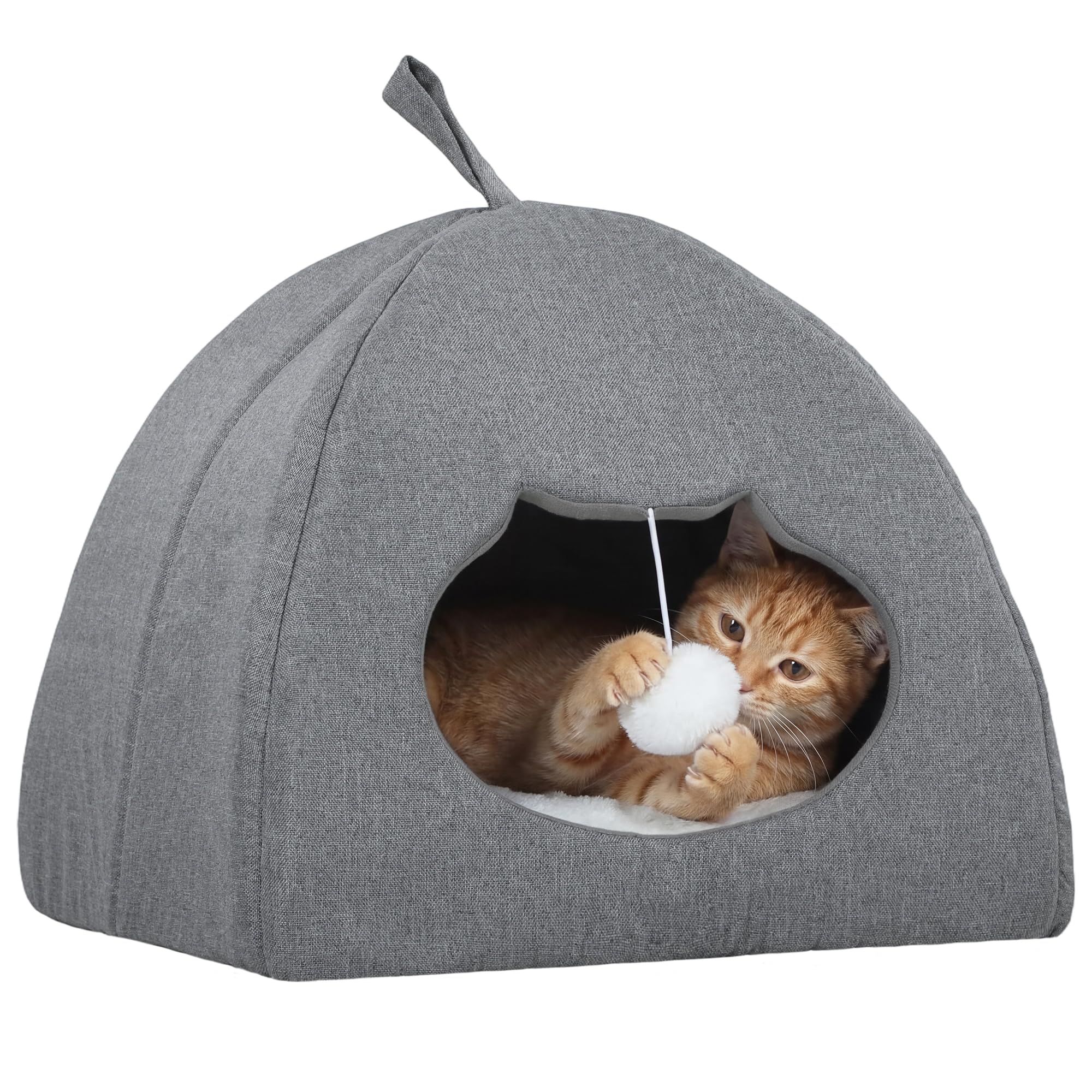 PawHut Cat Cave, Cat House with Removable Cushion for Indoor Kittens