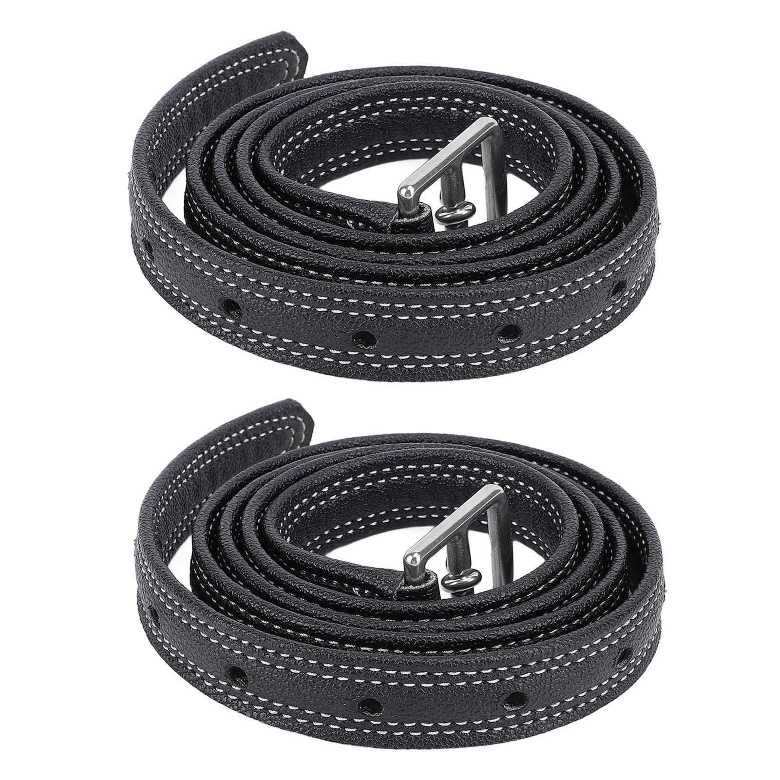 Asixxsix English Spur Straps, 2pcs Cowhide Bridle Leather Curb Straps Thickened Equestrian Stirrup Strap Stylish Horse Curb Strap for Equestrian Riding, Elastic Belt Design