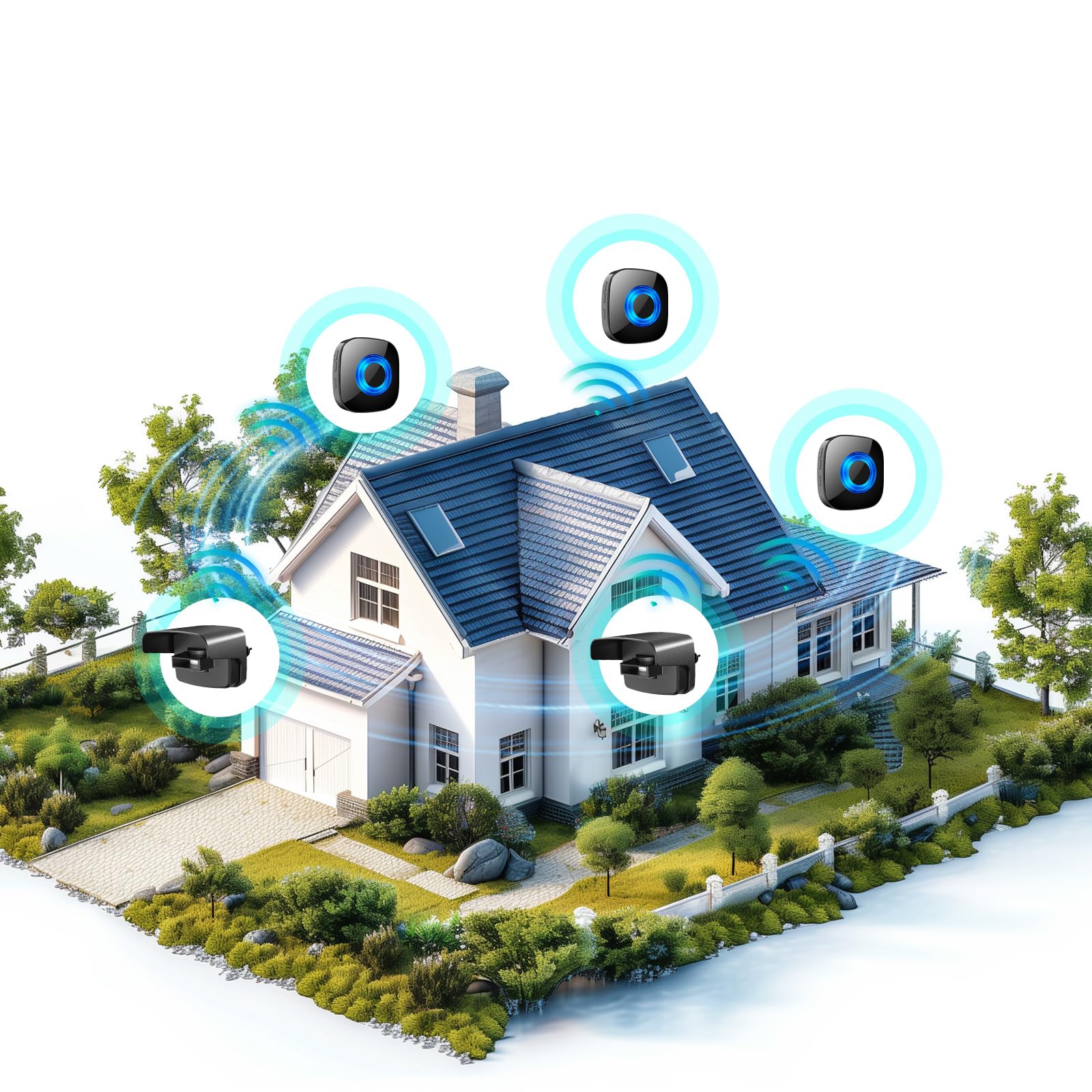 PHYSEN Alarme Détecteur de Mouvement Exterieur, Système Alarme Detecteur Exterieur Sonnette sans Fil, Sonnette de Magasin Alarme, Infrarouge Anti-Effraction, pour Maisons/Magasins/Bureaux/Garage/Porte