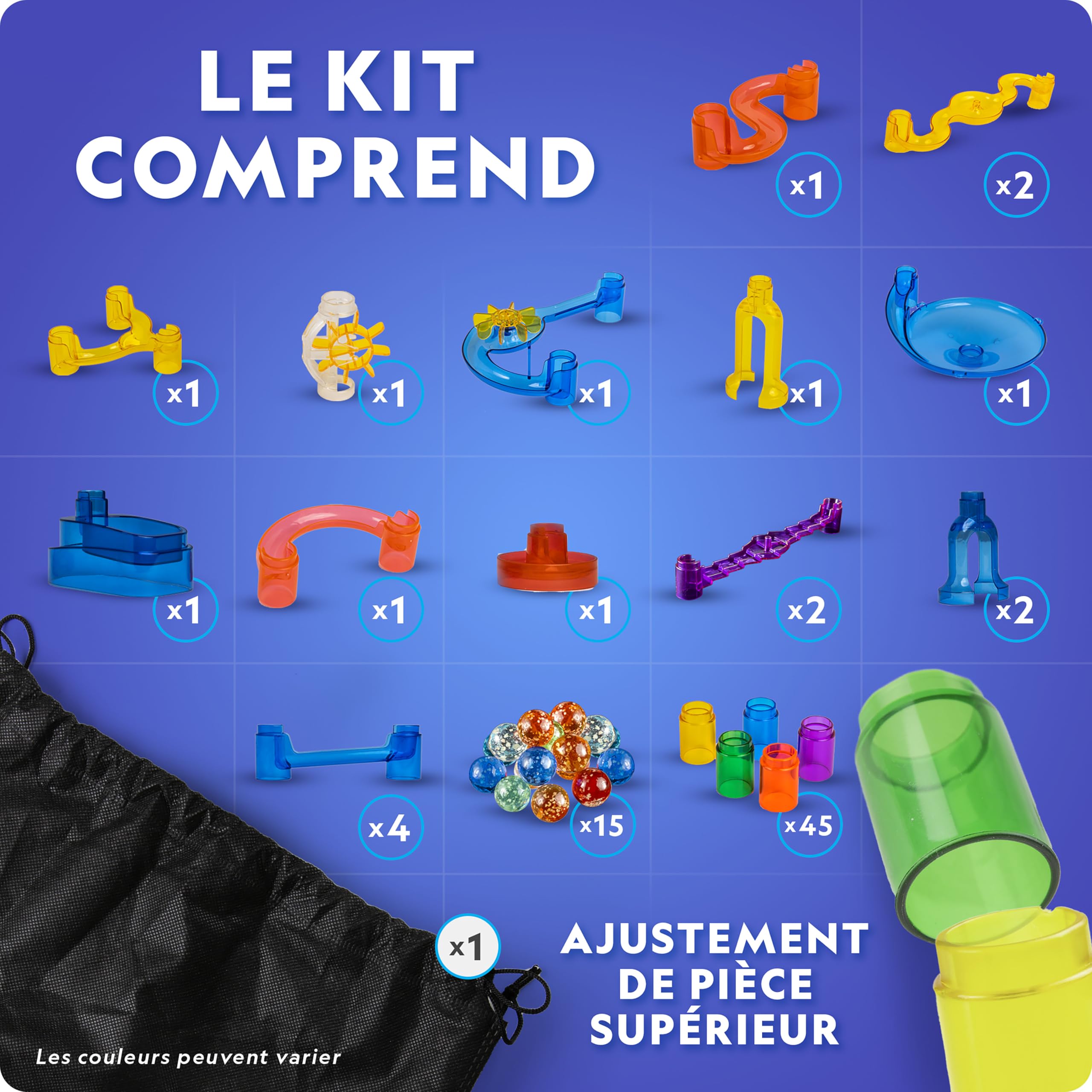 National Geographic Circuit à Billes Fluorescent – Jeu de Construction avec 15 Billes en Verre Lumineuses & Sac de Rangement, Jouet STEM pour Garçons et Filles