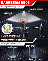 Vista 2 de DARKBEAM 6000LM Bike Headlight USB- C Rechargeable, High Lumen Super Bright Bike Light Set for Night Riding, 12+5 Modes Waterproof Bicycle Lights