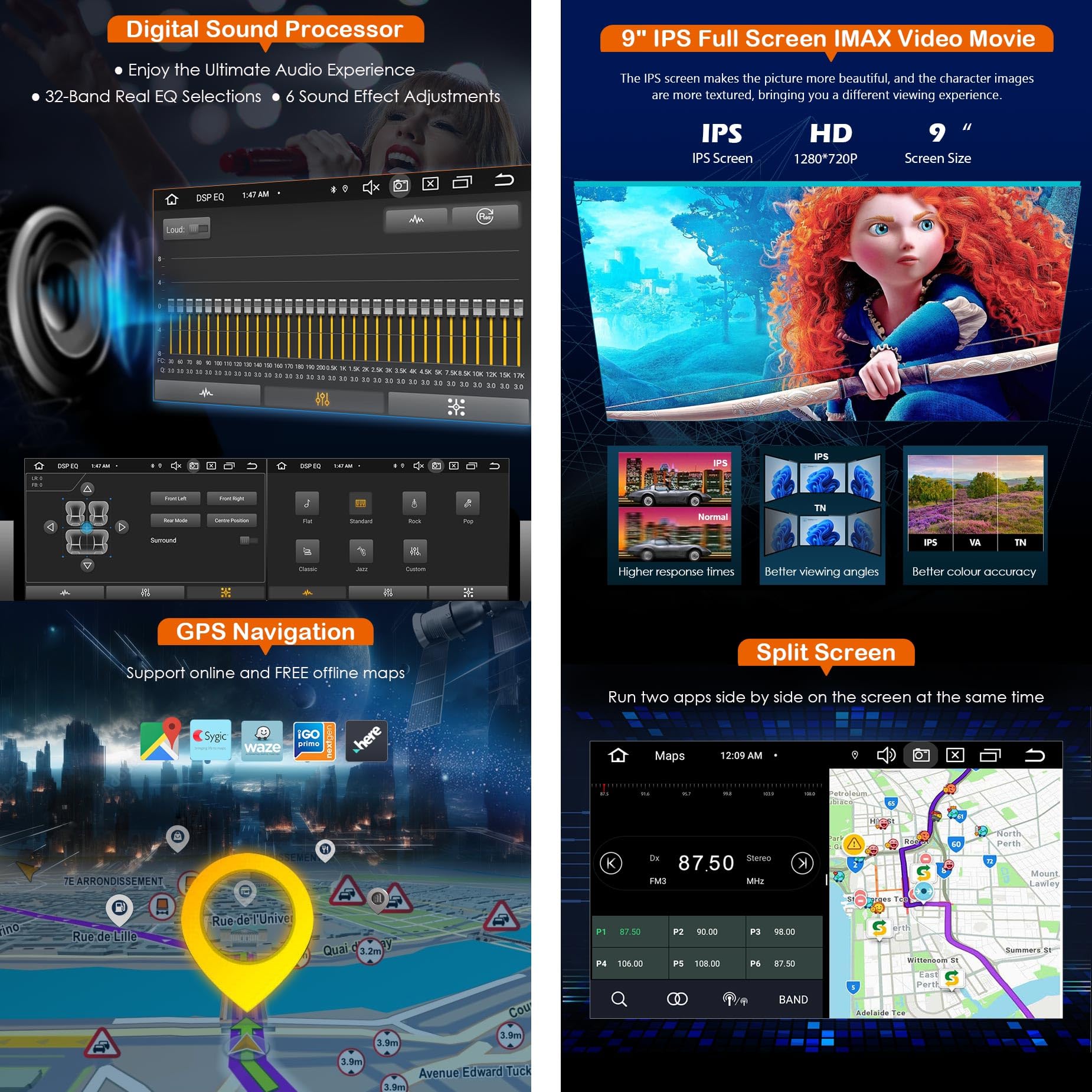 Erisin 9 pollici 8-Core Android 16 4GB+64GB Autoradio Bluetooth GPS Navigatore per VW Passat B6 Polo Golf 5/6 Touran Skoda Seat Tiguan Jetta T5 Supporta Wireless CarPlay Android Auto WiFi DSP CANbus