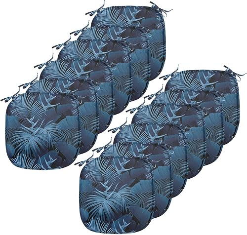 Vista 142 de Lunarable Orient - Juego de 6 cojines de asiento para silla, diseño de estrellas marroquíes, espirales y curvas abstractas, ilustración oriental