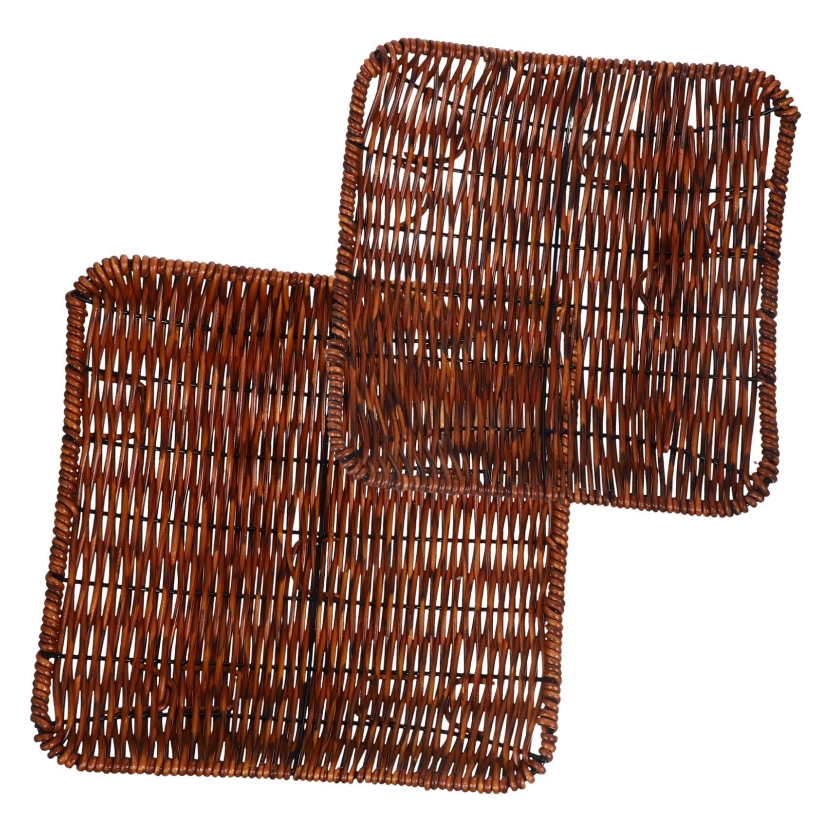 MUCKLILY 2Pcs Rustic Woven Storage Baskets for Food Snacks Decorative Snack Containers Square Baskets for Home Decor Organizing