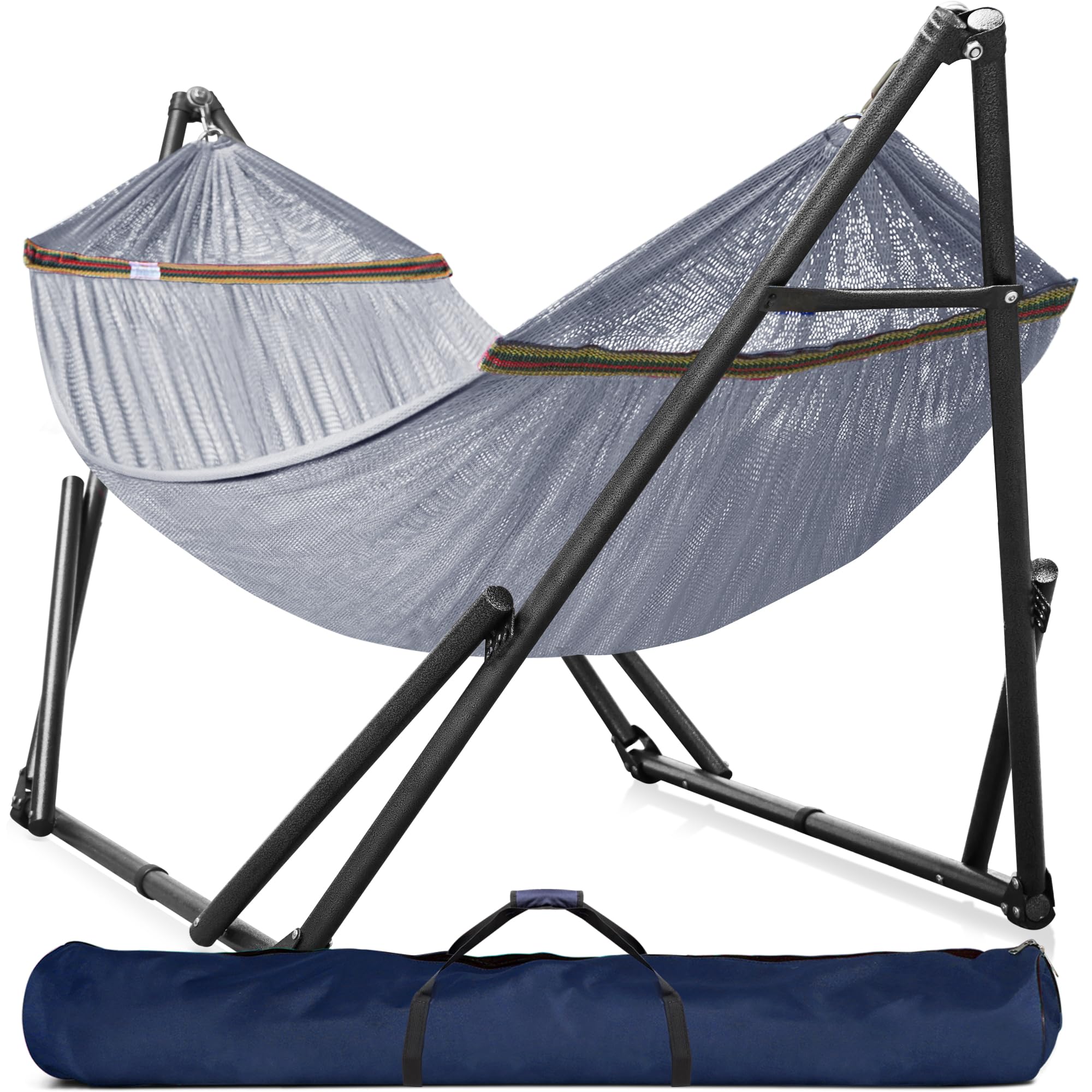Tranquillo Universal Double Hammock with Stand Included for 2Persons, Grey