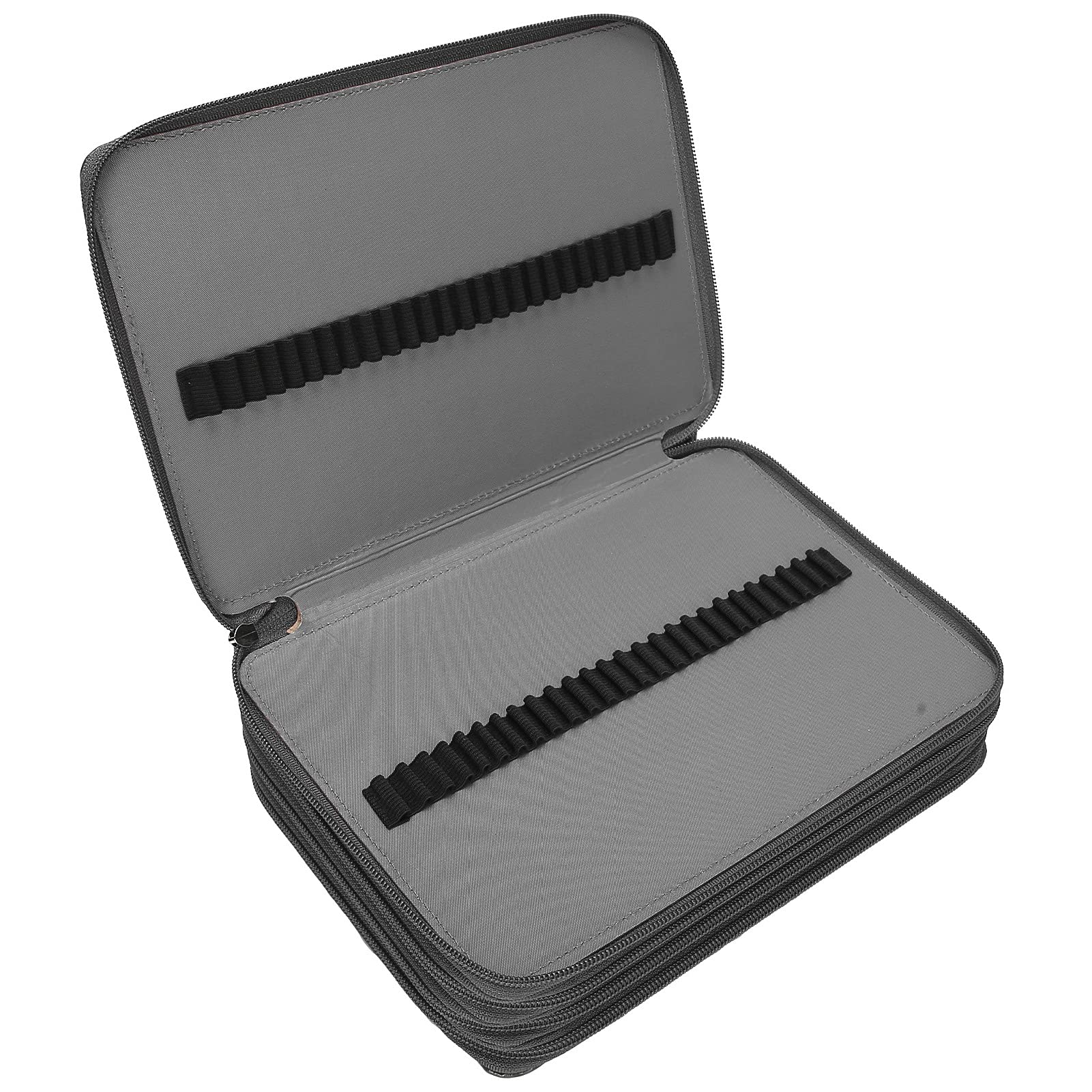 Étui à stylos de grande capacité, 200 emplacements, porte-crayons, fermeture éclair à 4 couches, poche de rangement classée (Gray)