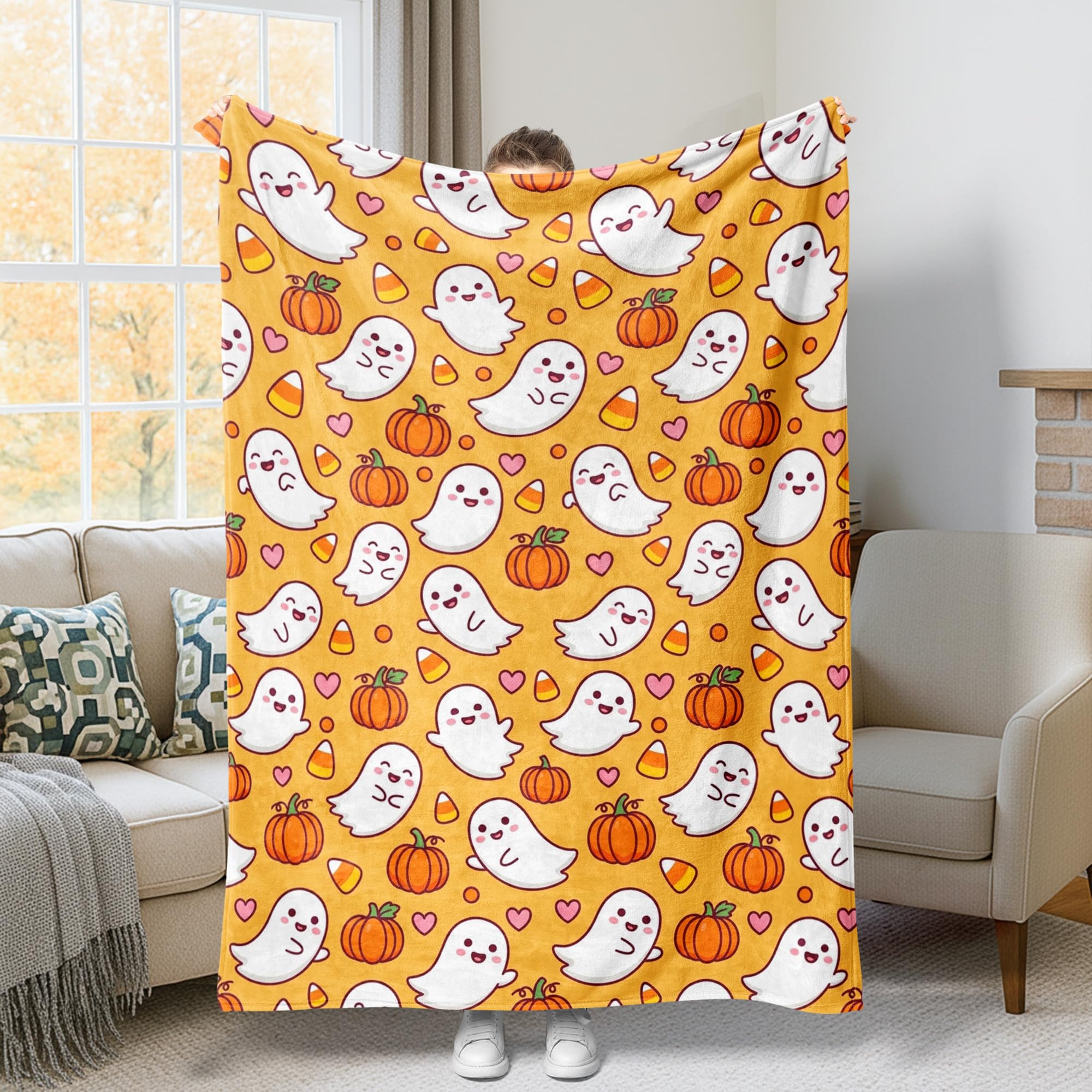 Couverture flanelle douce Halloween contre le froid au canapé et lit