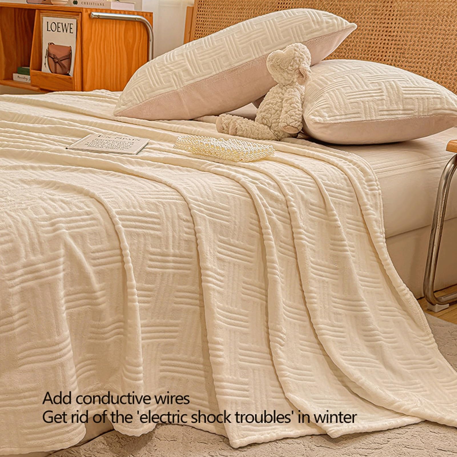 Winter Plüsch Bettlaken 120x230cm bis 230x250cm Warm Kuschelig Fleece Betttuch Weich Kuschel Samt Flauschige Laken ohne Gummizug(Brown A,230x250cm+48x74cm x2)