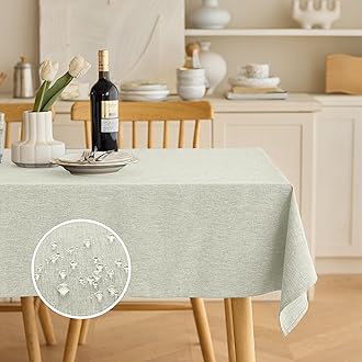 Extra Long Rectangle Linen Farmhouse Tablecloth for 10ft Table,Dirty-repel Easy to Clean Banquet Burlap Tablecloths for Dining& Kitchen Table(Oblong, 60 x 144 Inch (12-14 Seats), Light Grey)
