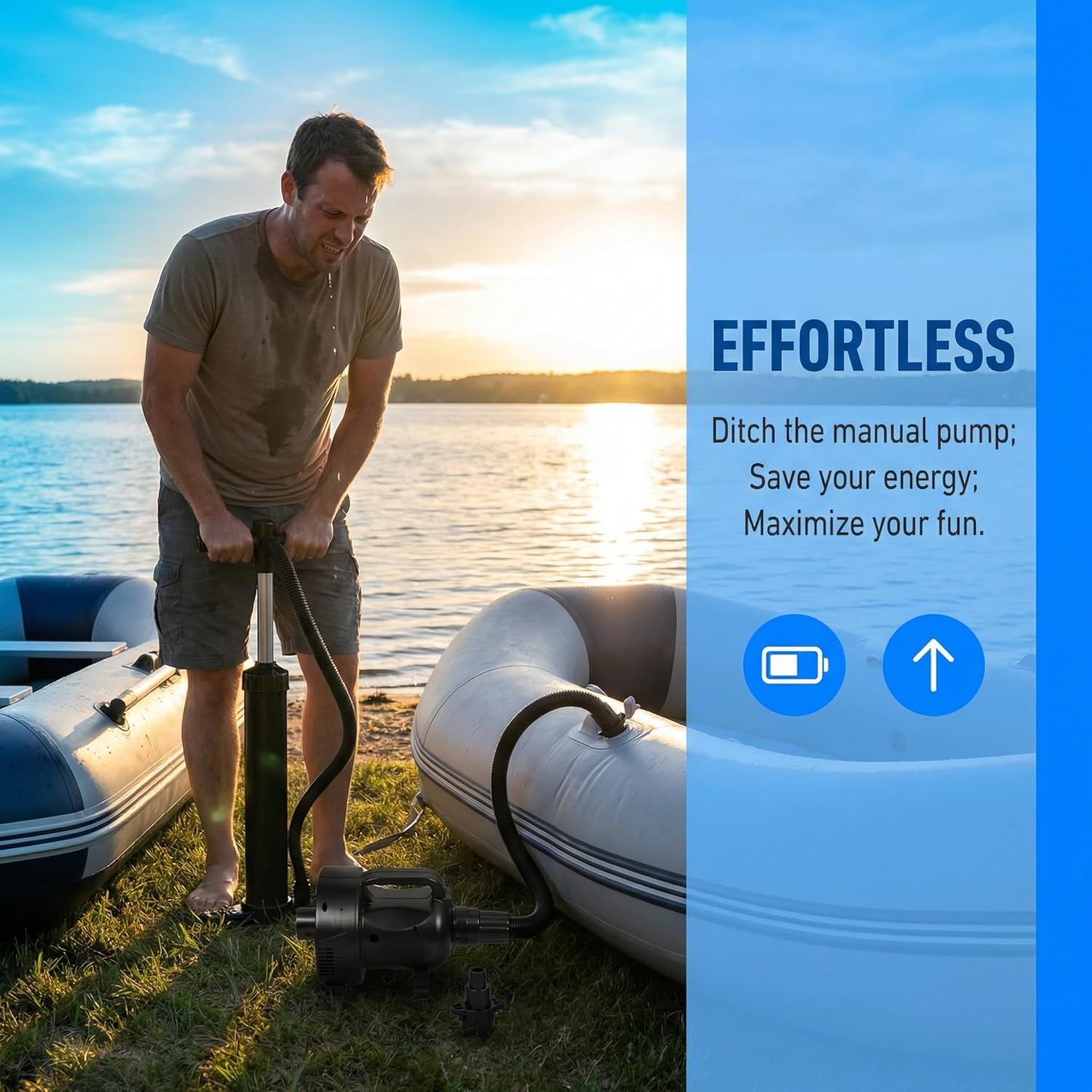 800W High-Power Electric Air Pump for Inflatables - Quick Fill Inflat/Deflat with 2 Nozzles, 110-120V AC for Inflatable Air Mattress, Pool Floats, Gymnastics Mats, Boat