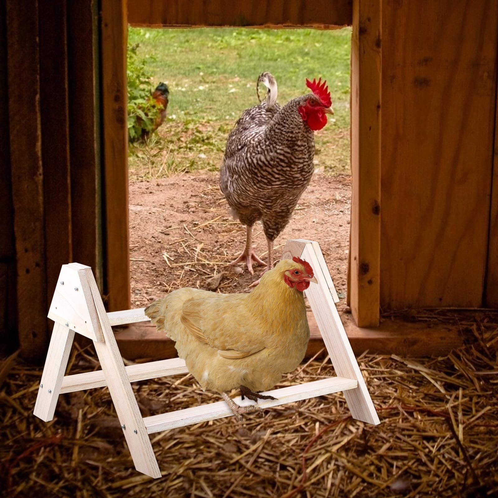 GALPADA Posatoio per Intrattenimento in Legno Beige Supporto per Galline e Addestramento per Polli da Gabbia Uccelli Domestici per Uso Interno
