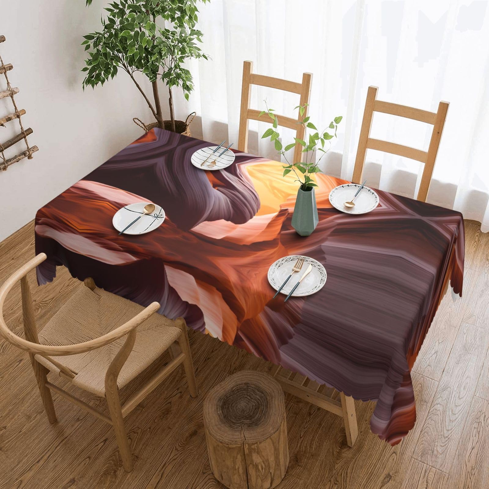 HLSBSSL Antelope Canyon Patterned square lace tablecloth, wrinkle-resistant and durable, suitable for dining tables, parties, etc.