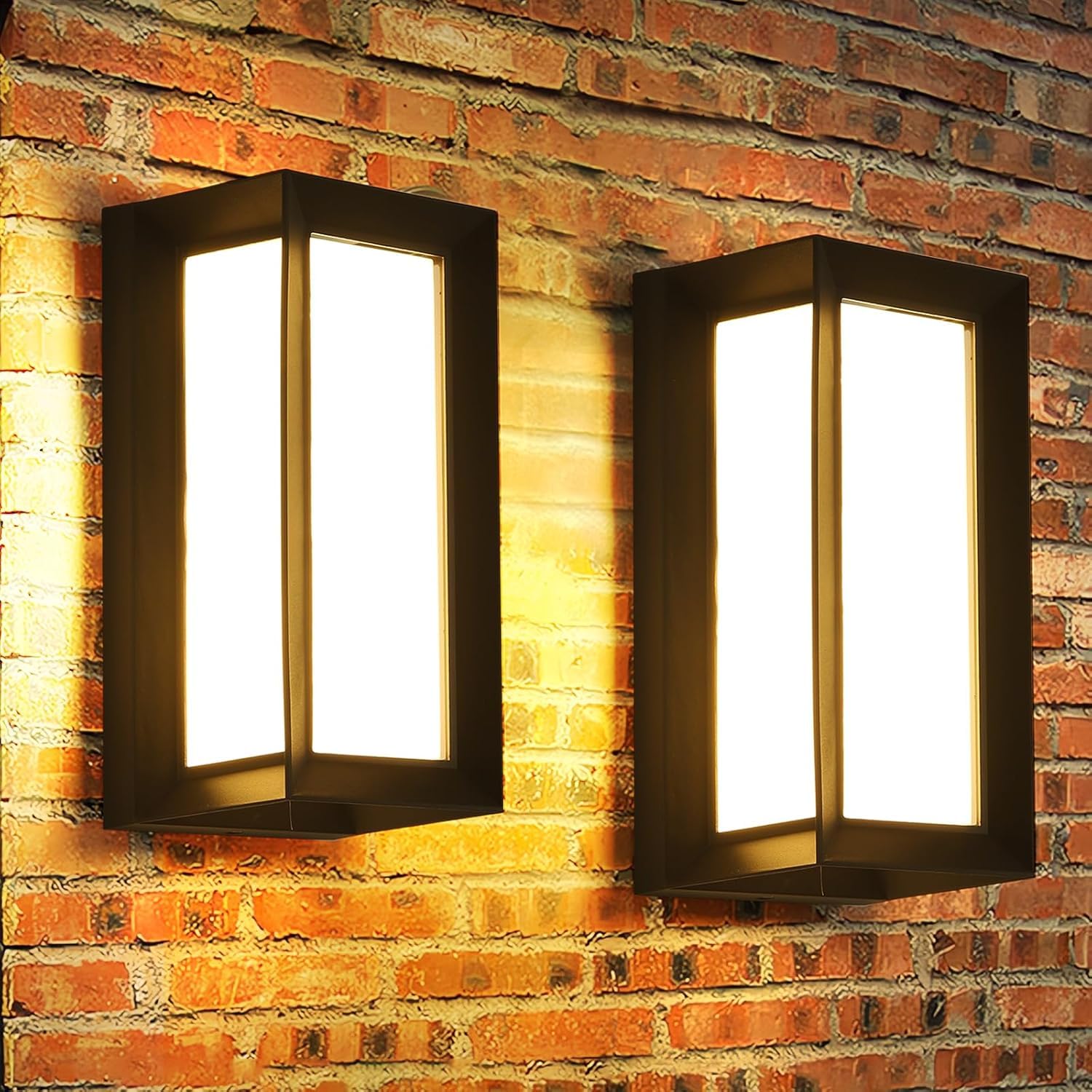 2 Pack Outdoor Wall Sconce, Modern Porch & Patio Led Wall Light Fixtures Body in Aluminum Exterior Wall Sconces for House Garage Living Room Courtyard (Warm White - 3200K)