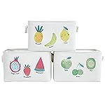 DECOMOMO Toy Storage Baskets for Shelves - 25.5L Kids Storage Bin for Nursery Dcor, Baby, Laundry, Toys (Fruit Print, Large - 3 Pack)