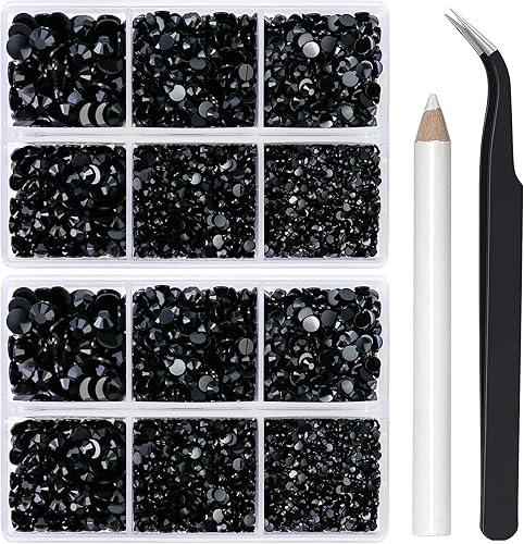 Miniatura 1 de 10000 diamantes de imitación negros sólidos para manualidades, zapatos, ropa, kit de deslumbramiento de vaso de diamantes de imitación con parte
