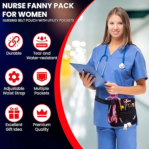 Miniatura 4 de Love A Medhero Riñonera de enfermera para mujer, bolsa de cintura para enfermeras, bolsa de cinturón de lactancia con bolsillos de utilidad, soporte