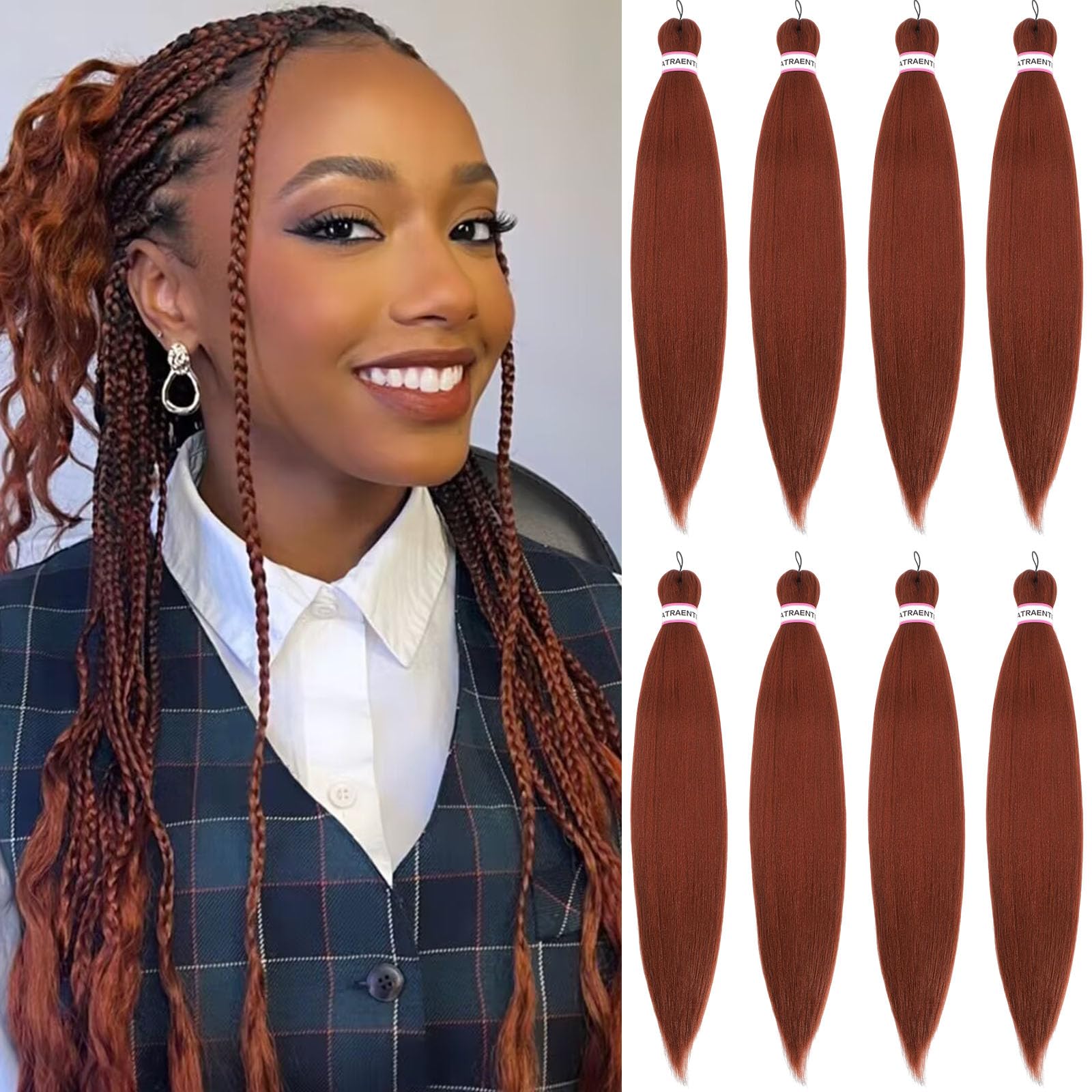 Amazon.com : Ginger Braiding Hair 350,26 Inch 8 Packs Cooper Red