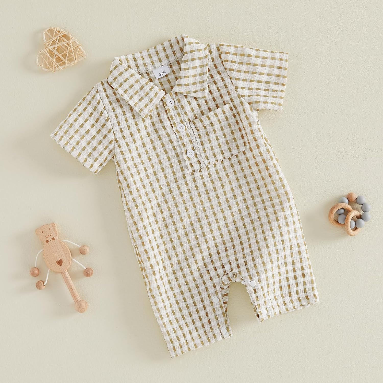BemeyourBBs Newborn Baby Boy Summer Clothes Short Sleeve Dress Shirt Romper Button Jumpsuit Gentleman One Piece Outfit - Image 4