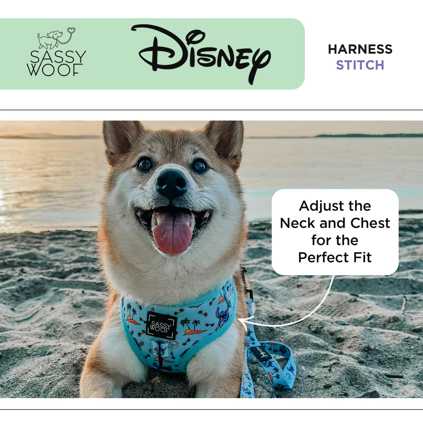 Sassy Woof Dog Adjustable Harness - Disney Stitch - L